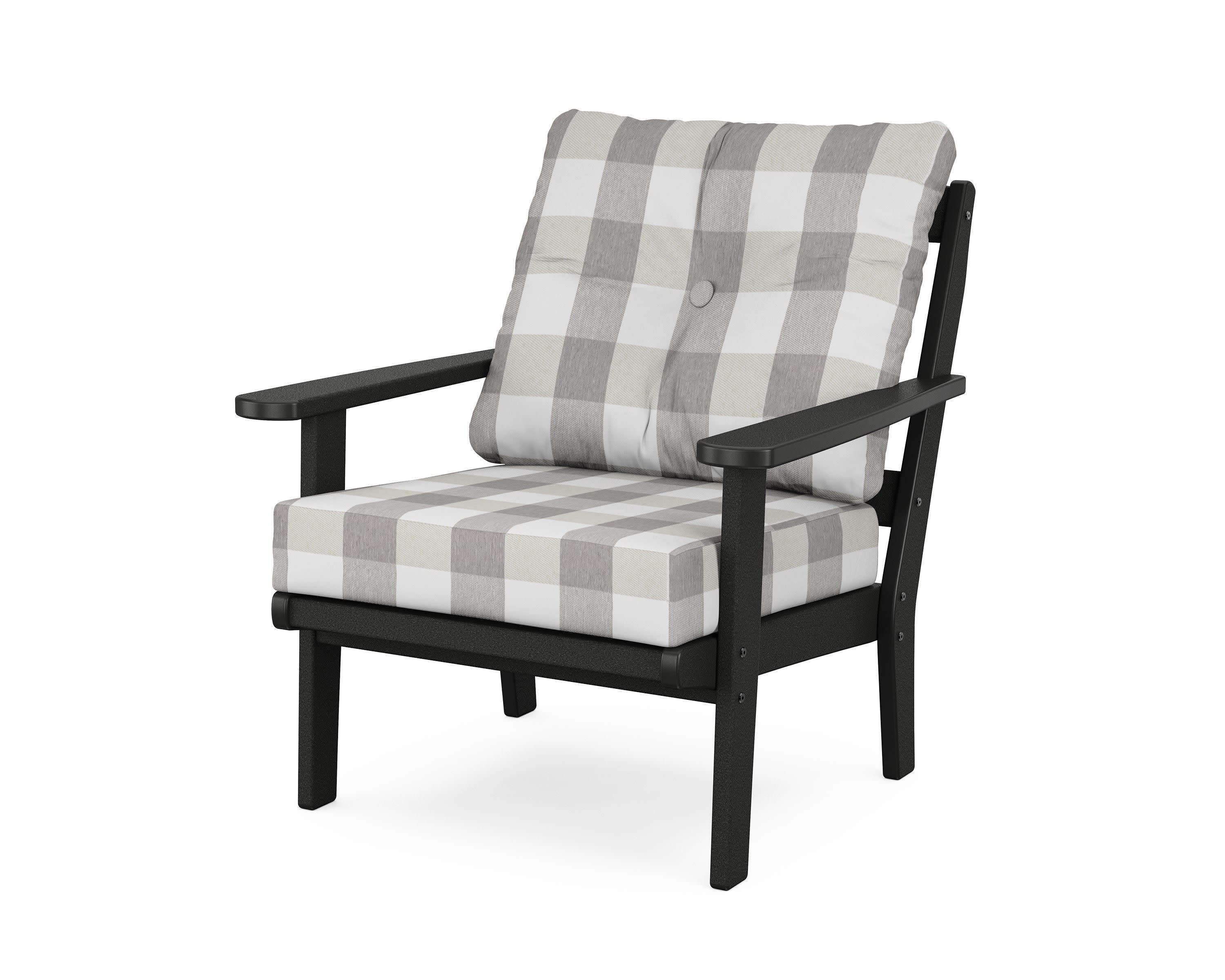 Cape Cod Deep Seating Chair in Charcoal Black / Buffalo Plaid Grey Mist