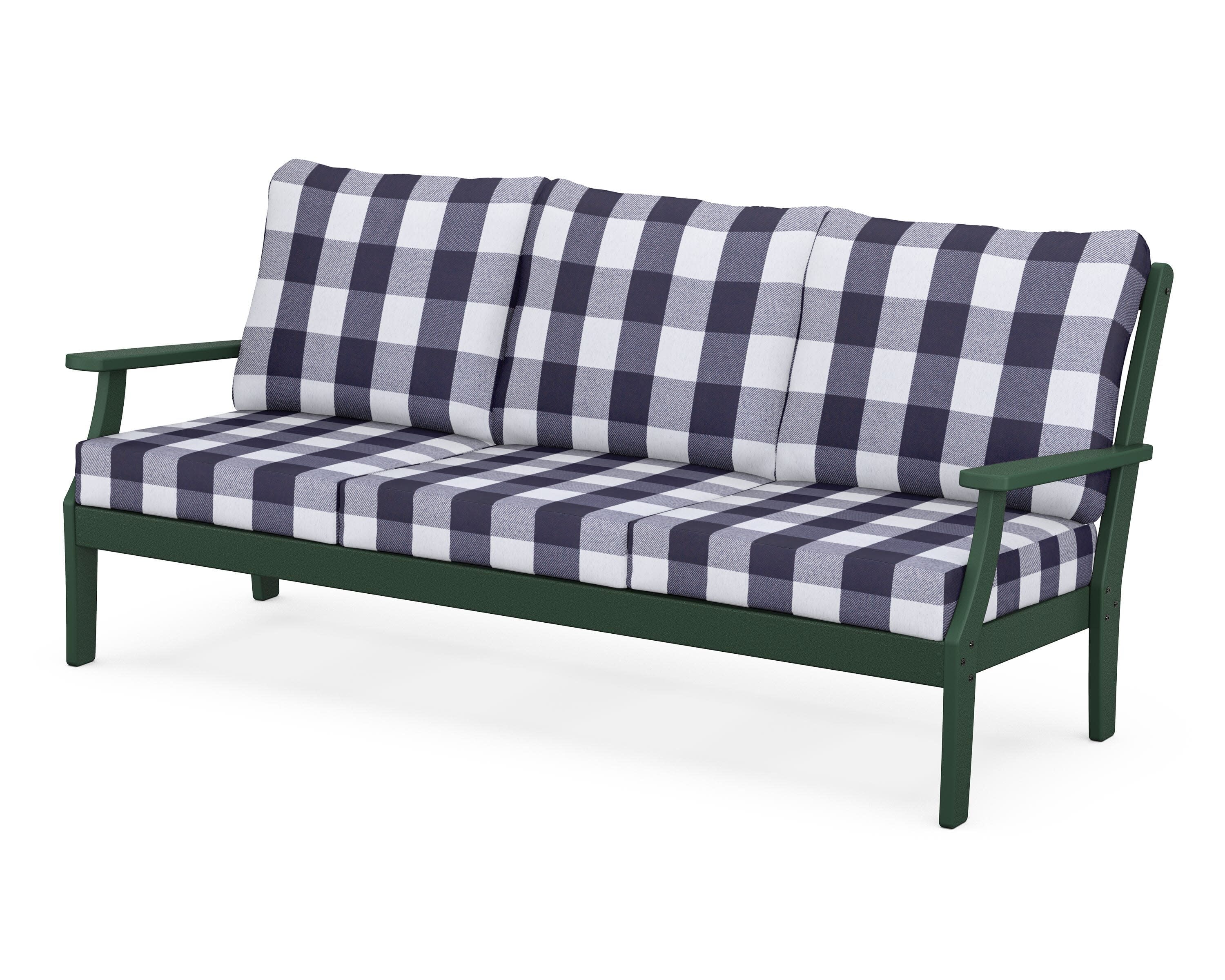 Yacht Club Deep Seating Sofa in Rainforest Canopy / Buffalo Plaid Navy