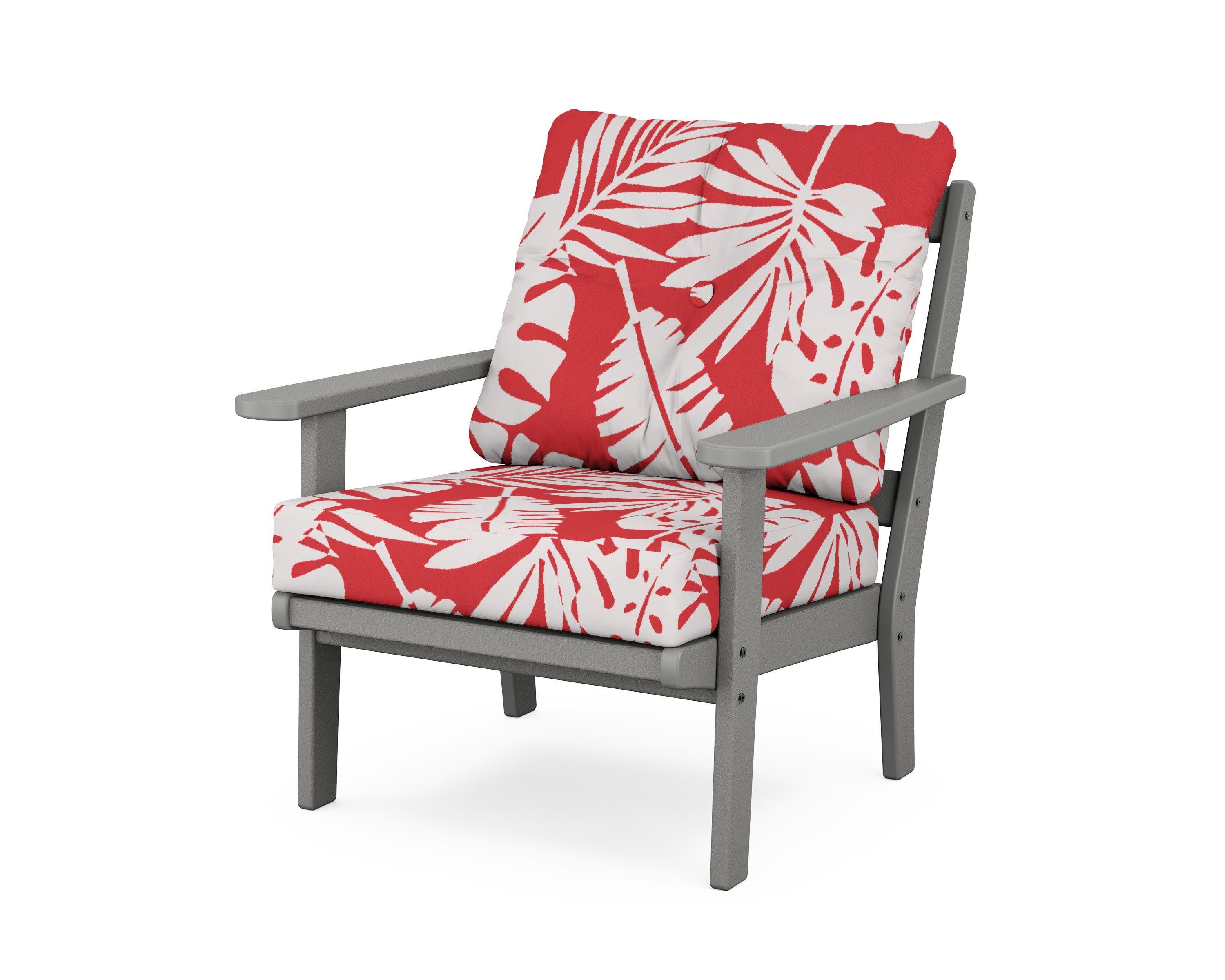 Cape Cod Deep Seating Chair in Stepping Stone / Leaf Crimson