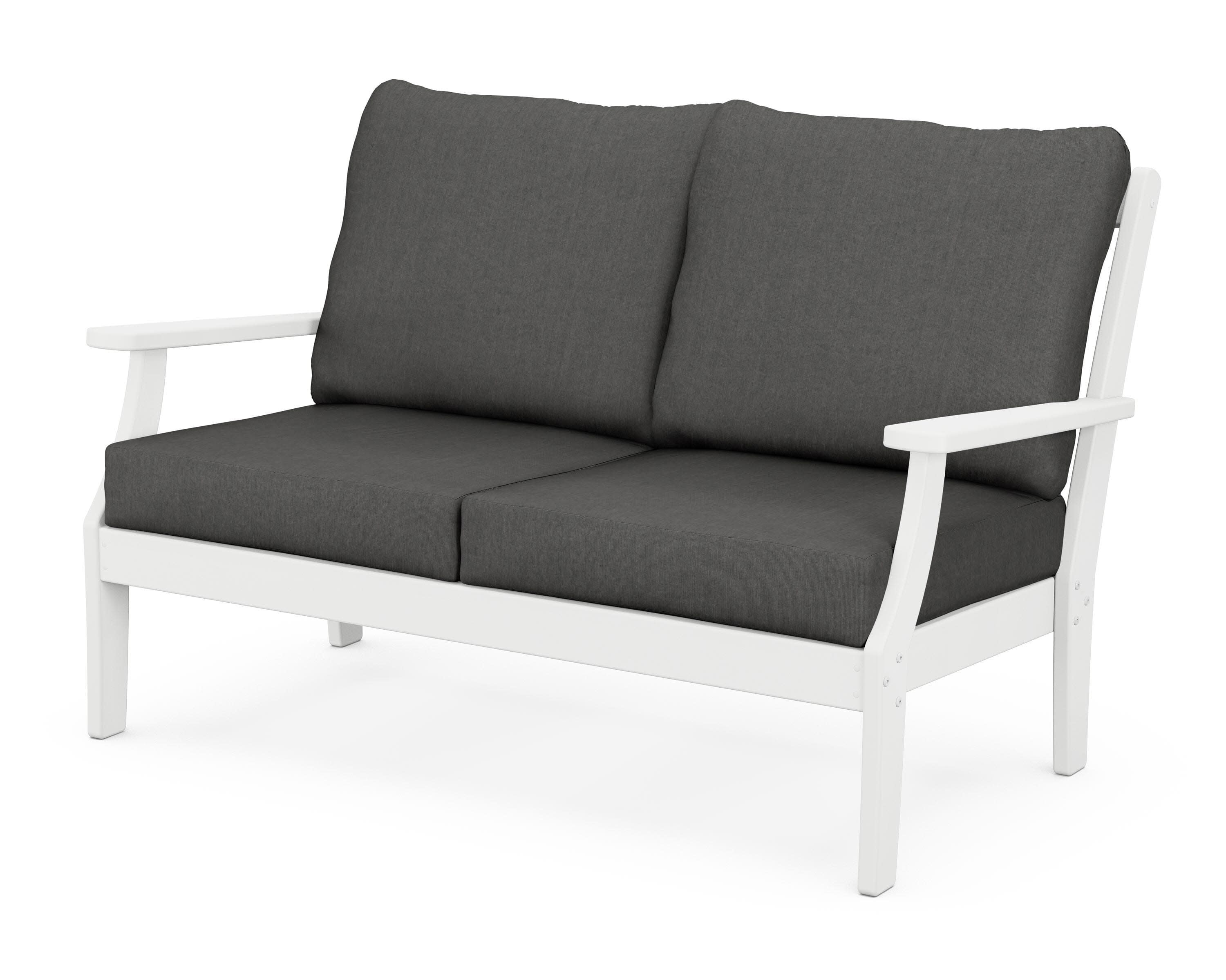 Yacht Club Deep Seating Loveseat in Classic White / Spectrum Carbon