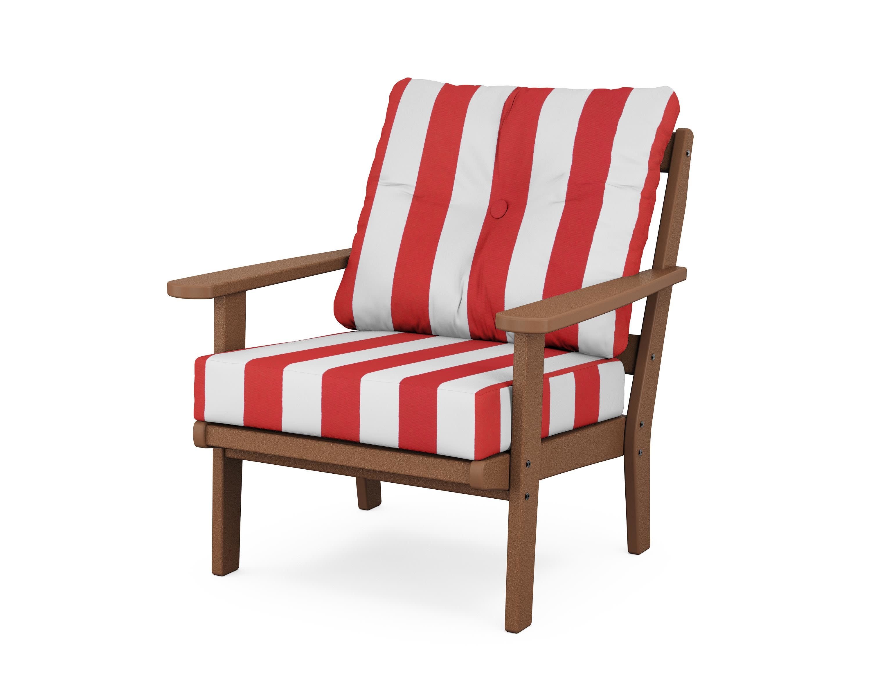 Cape Cod Deep Seating Chair in Tree House / Cabana Stripe Crimson