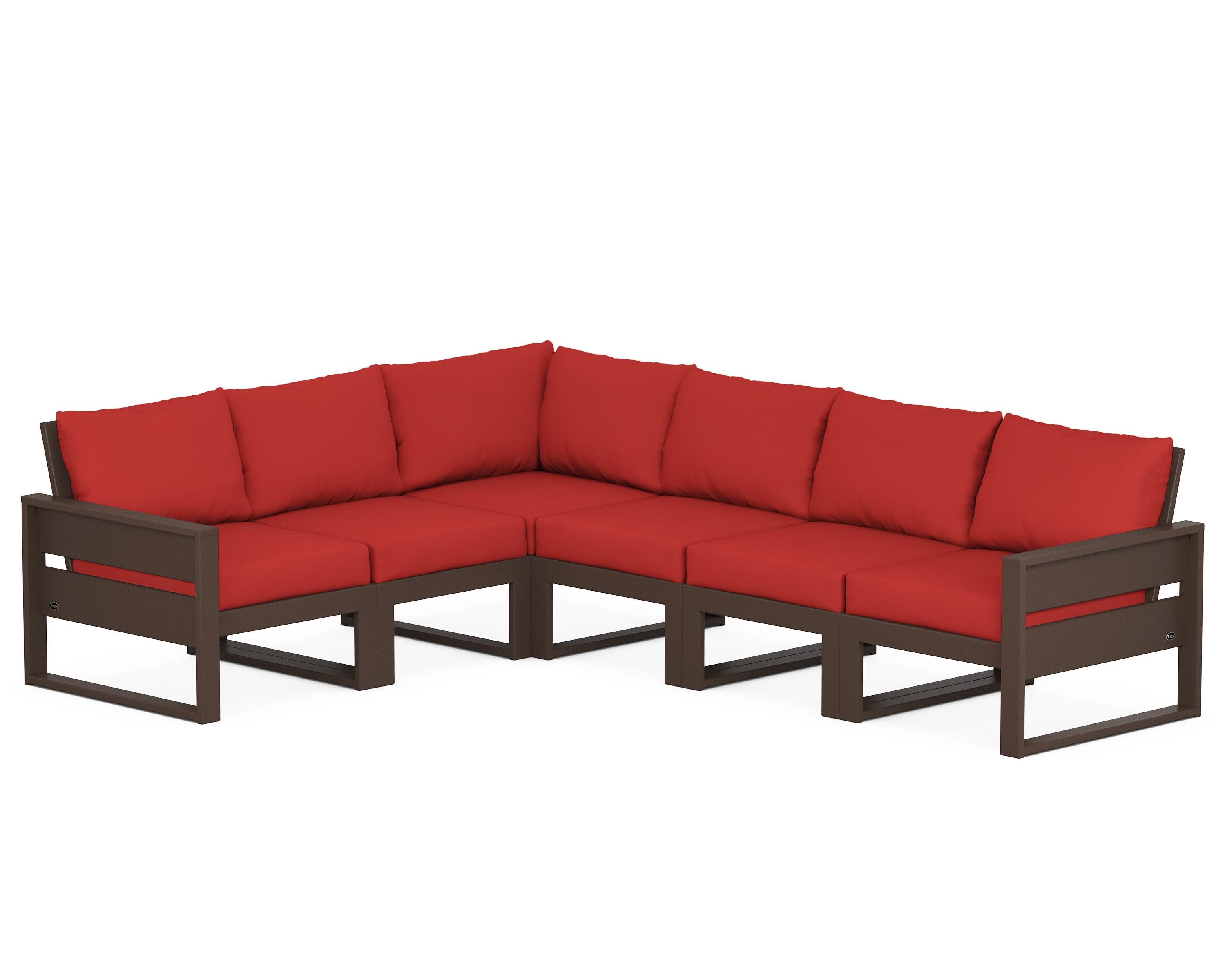 Eastport 6-Piece Sectional in Vintage Lantern / Crimson Linen