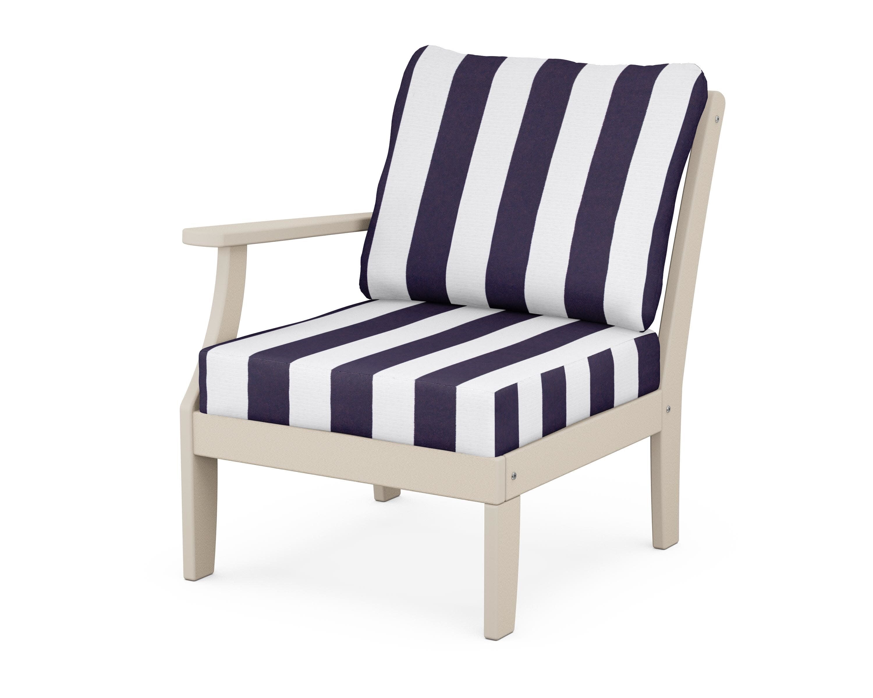Yacht Club Modular Left Arm Chair in Sand Castle / Cabana Stripe Navy