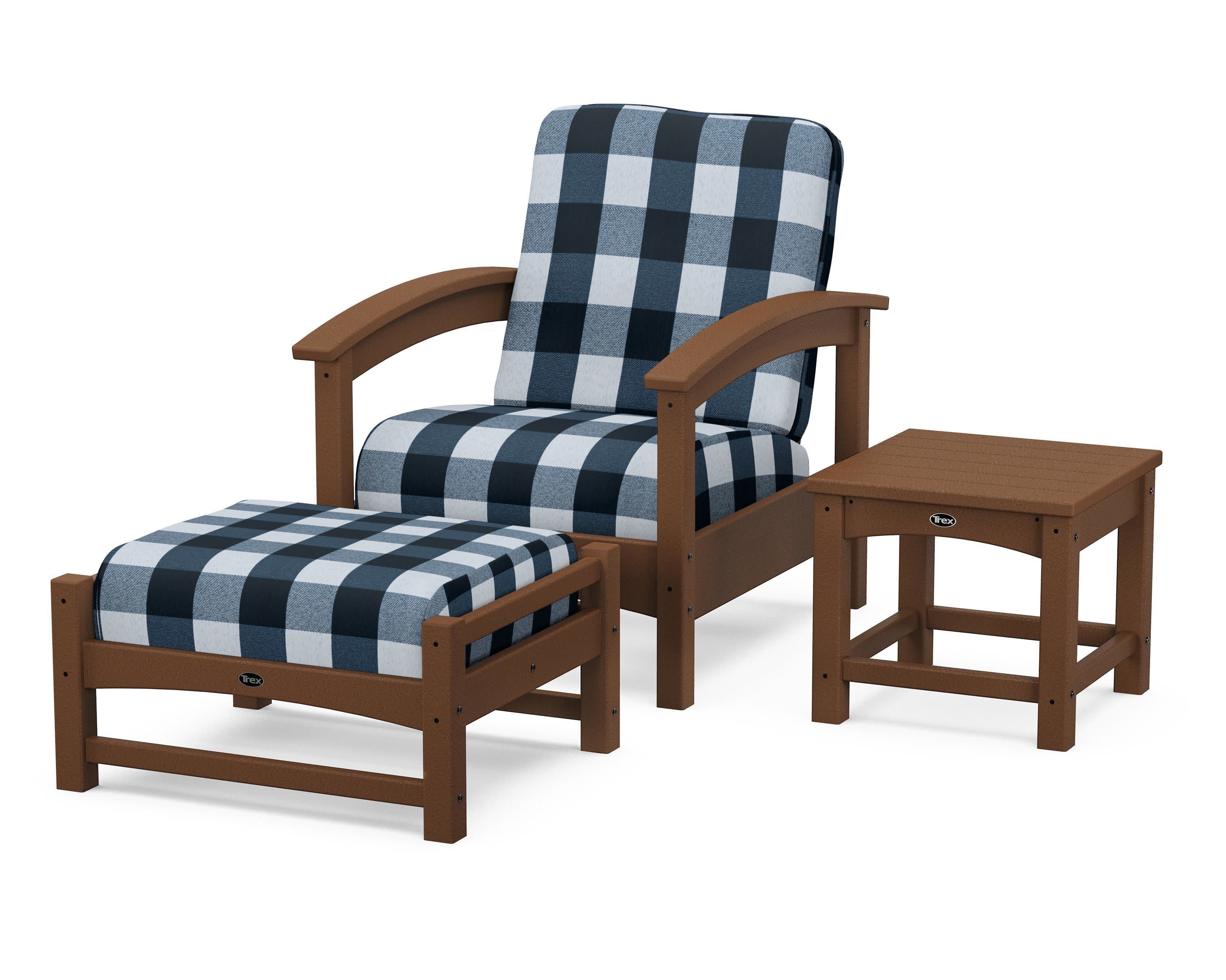 Rockport 3-Piece Deep Seating Set in Tree House / Buffalo Plaid Marine Indigo