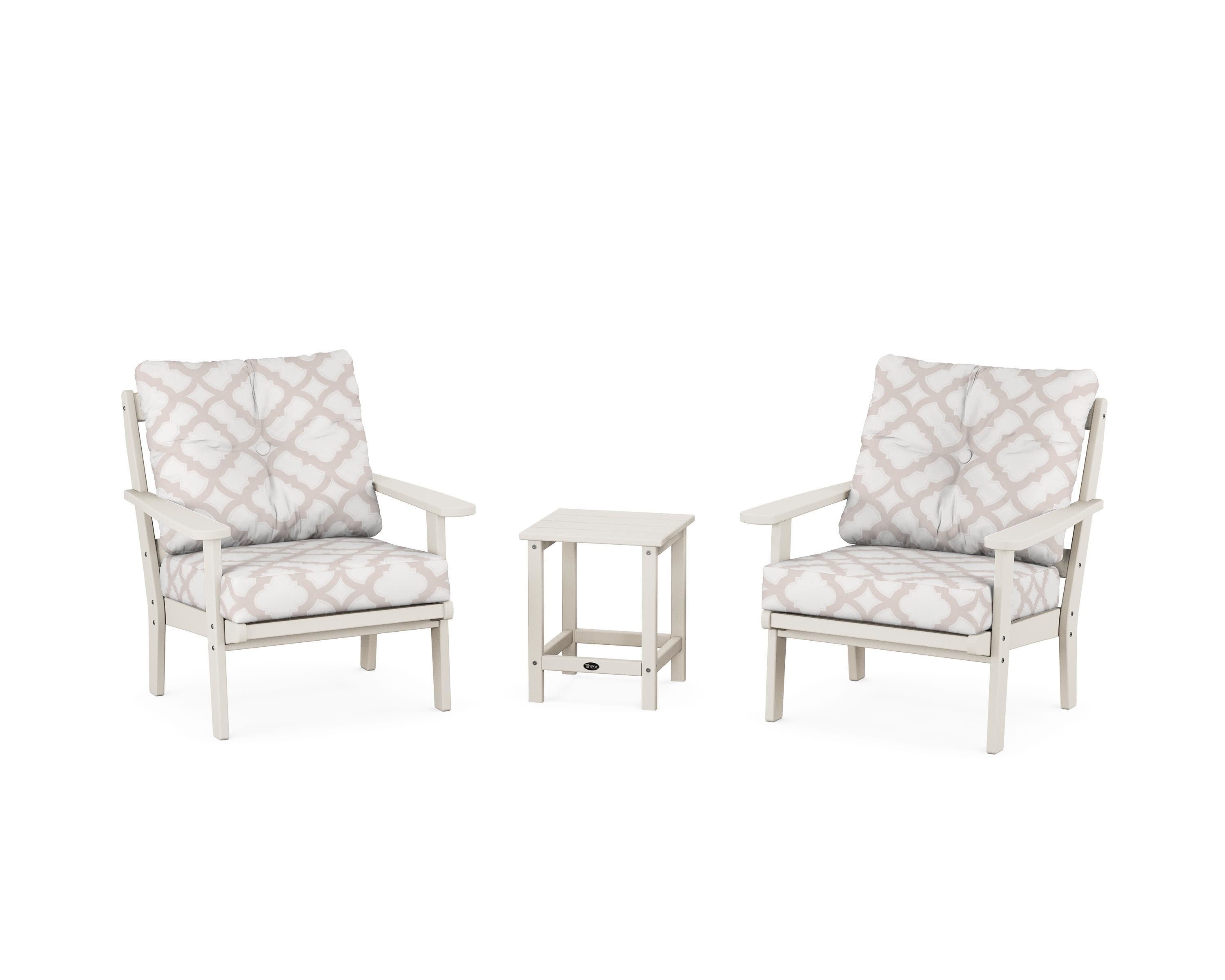Cape Cod 3-Piece Deep Seating Set in Sand Castle / Trellis Dune Burlap