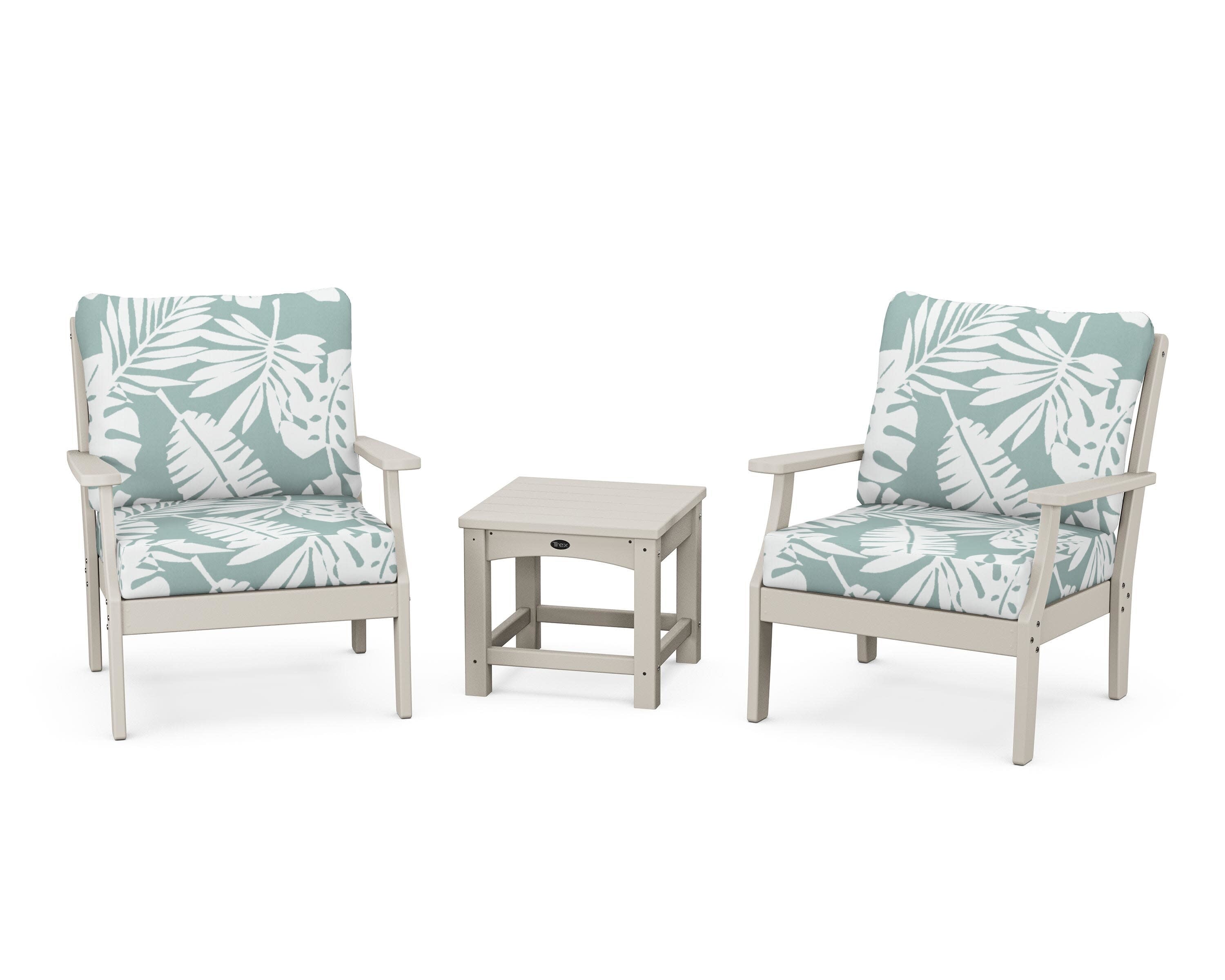 Yacht Club 3-Piece Deep Seating Set in Sand Castle / Leaf Glacier Spa