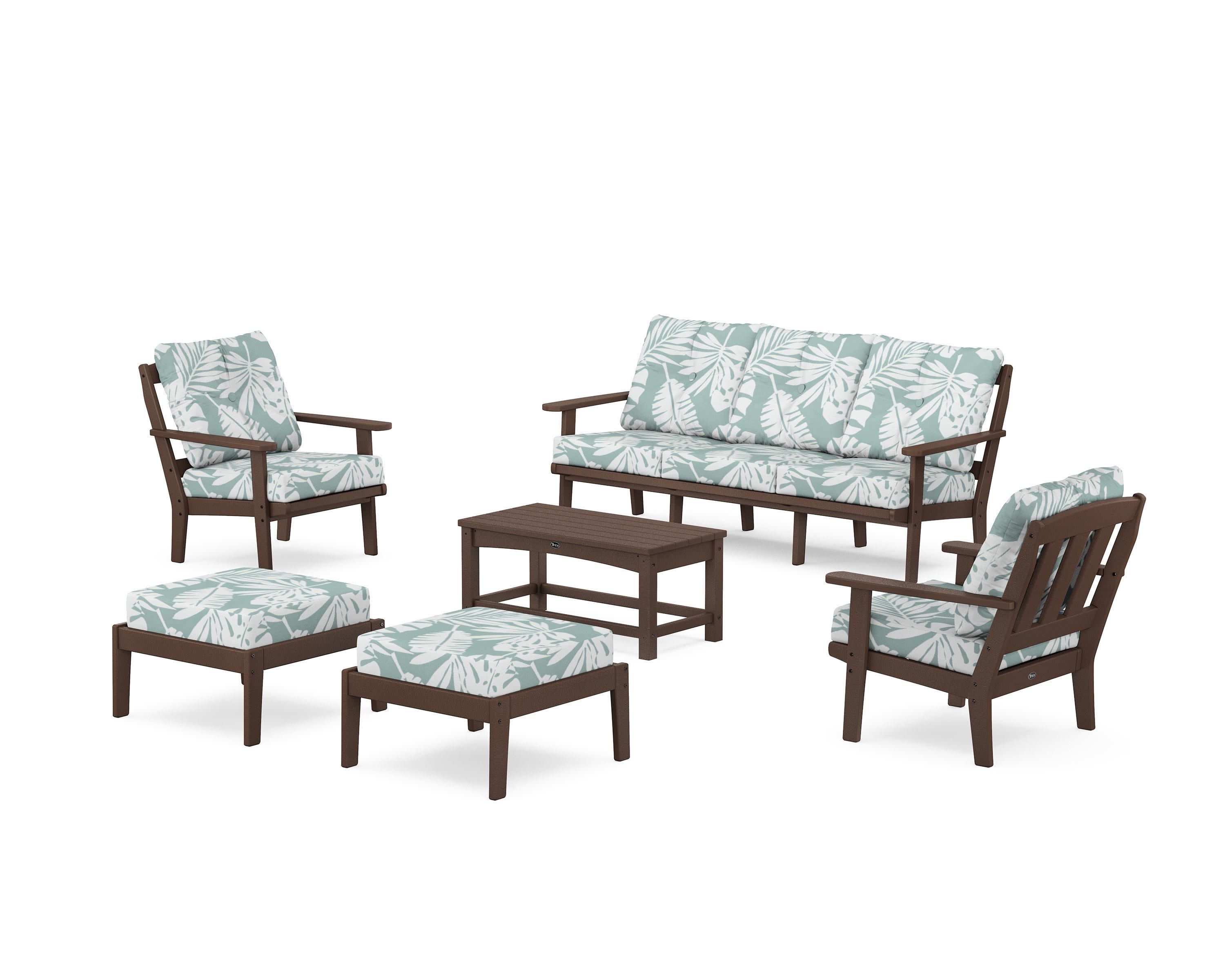 Cape Cod 6-Piece Lounge Sofa Set in Vintage Lantern / Leaf Glacier Spa