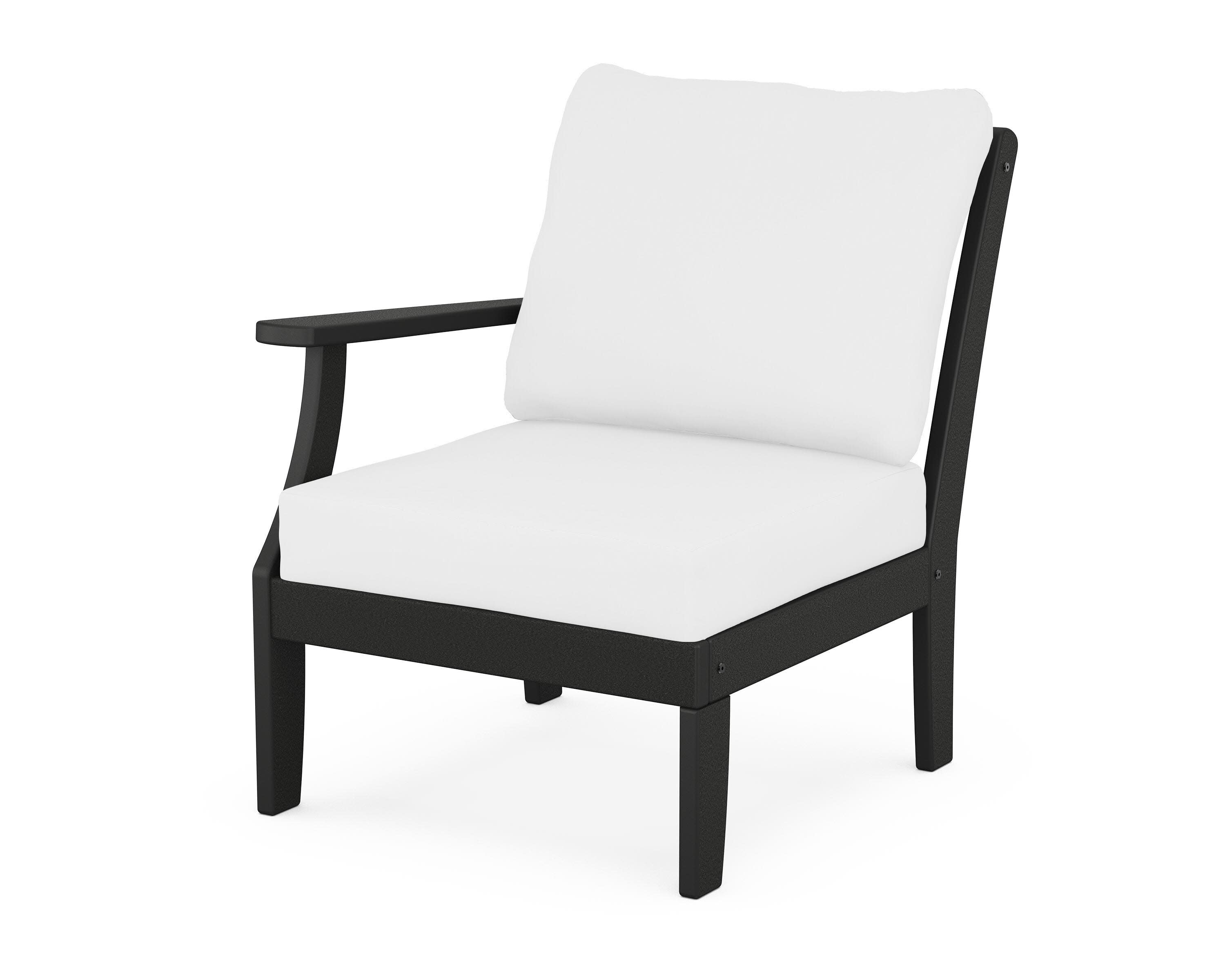 Yacht Club Modular Left Arm Chair in Charcoal Black / Natural