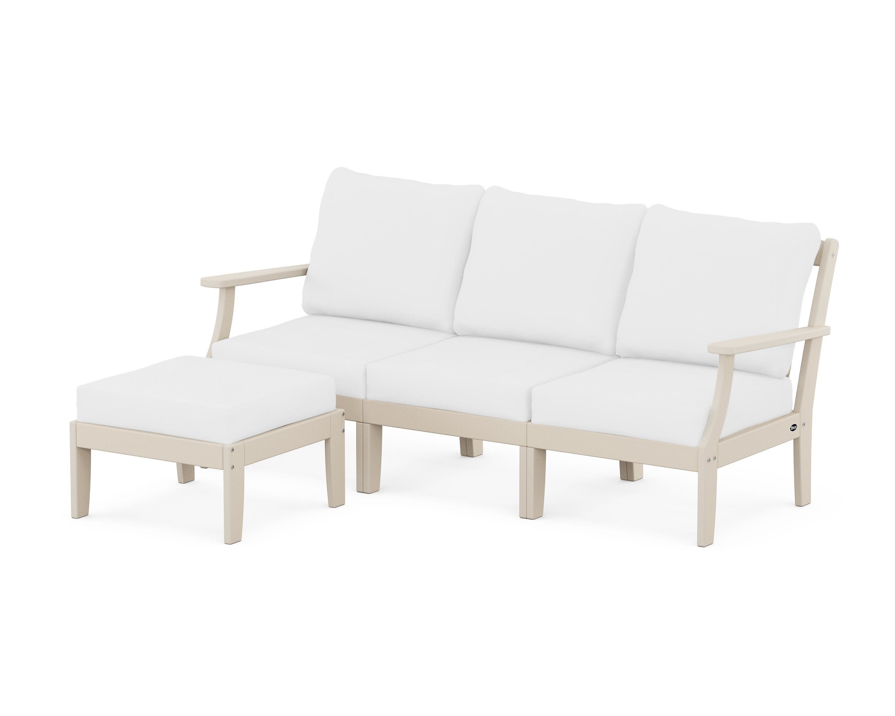 Yacht Club Modular 4-Piece Deep Seating Set with Ottoman in Sand Castle / Natural