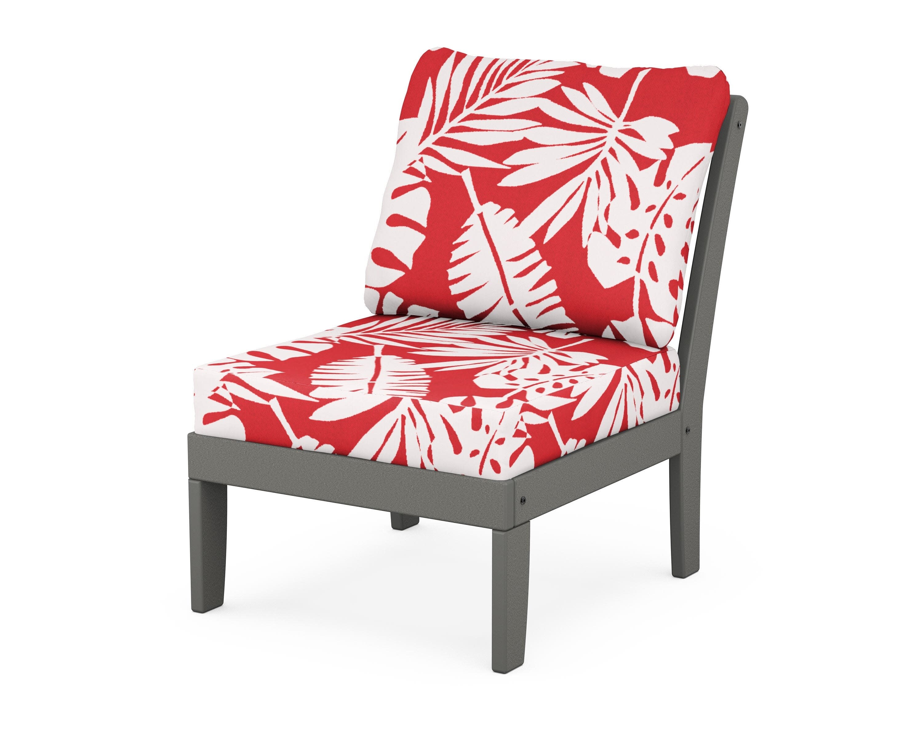 Yacht Club Modular Armless Chair in Stepping Stone / Leaf Crimson
