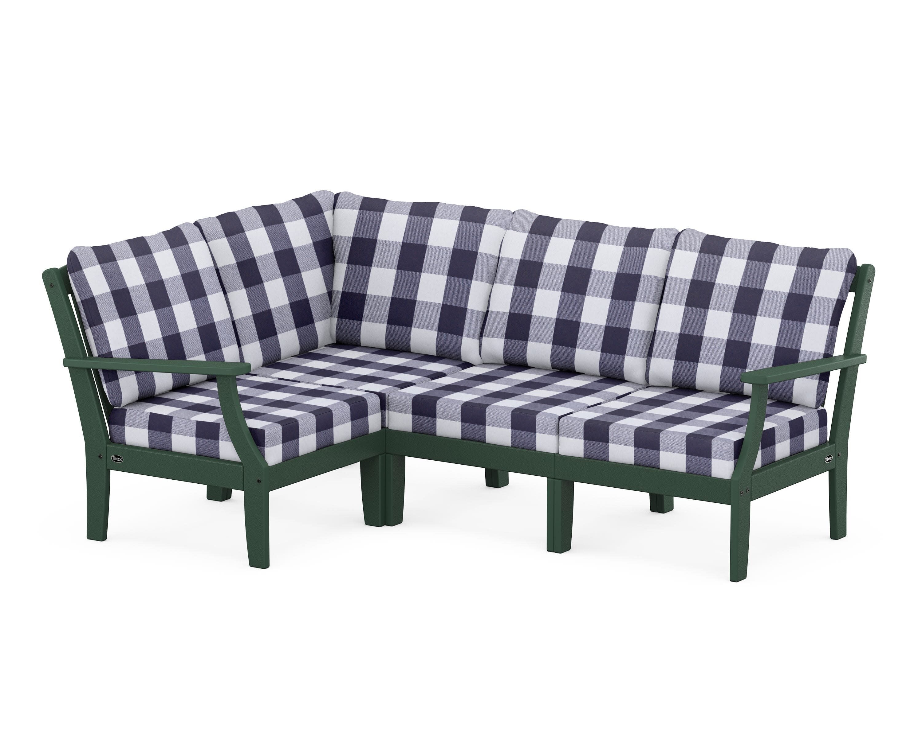 Yacht Club Modular 4-Piece Deep Seating Set in Rainforest Canopy / Buffalo Plaid Navy