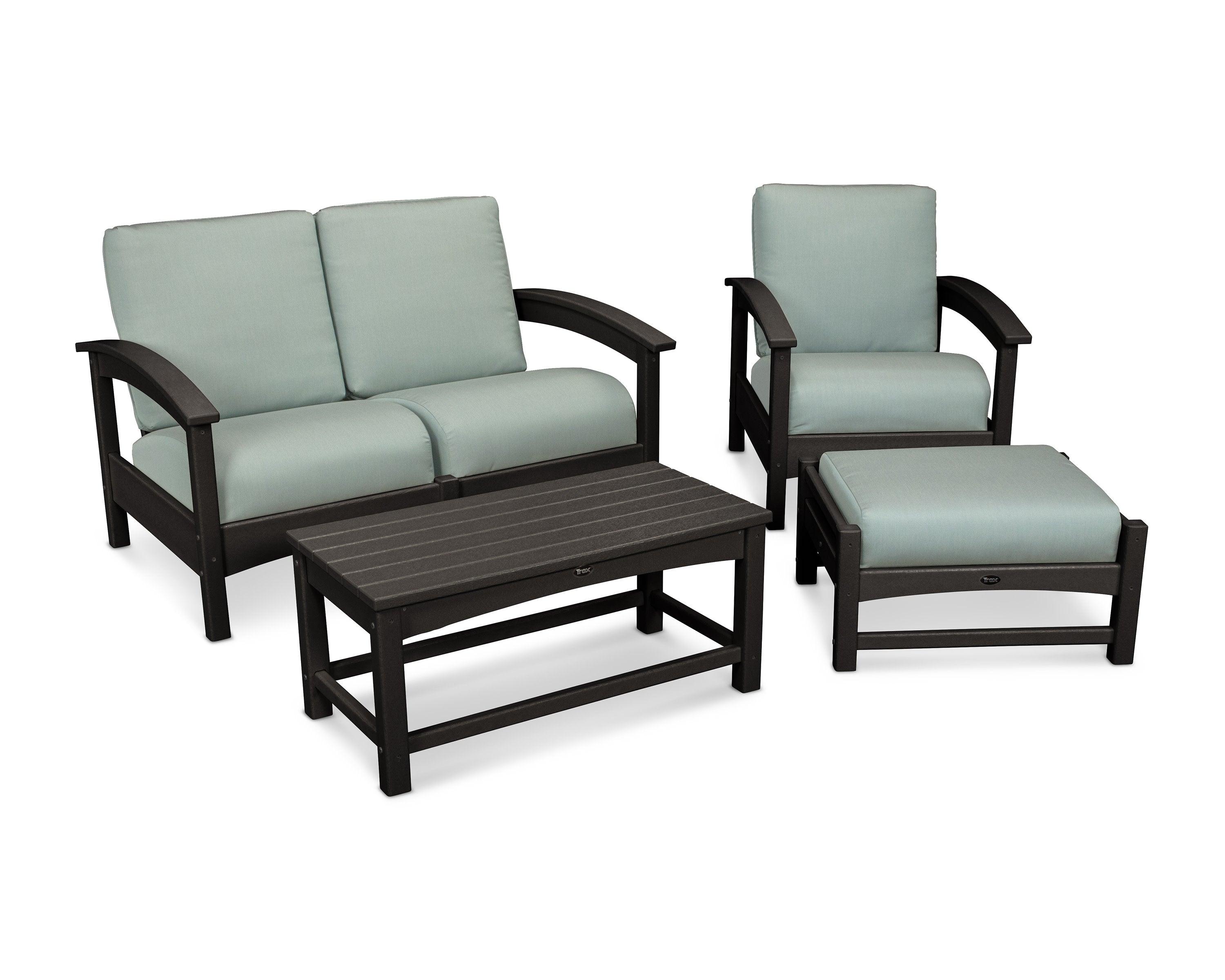 Rockport 4-Piece Deep Seating Conversation Group in Charcoal Black / Spa