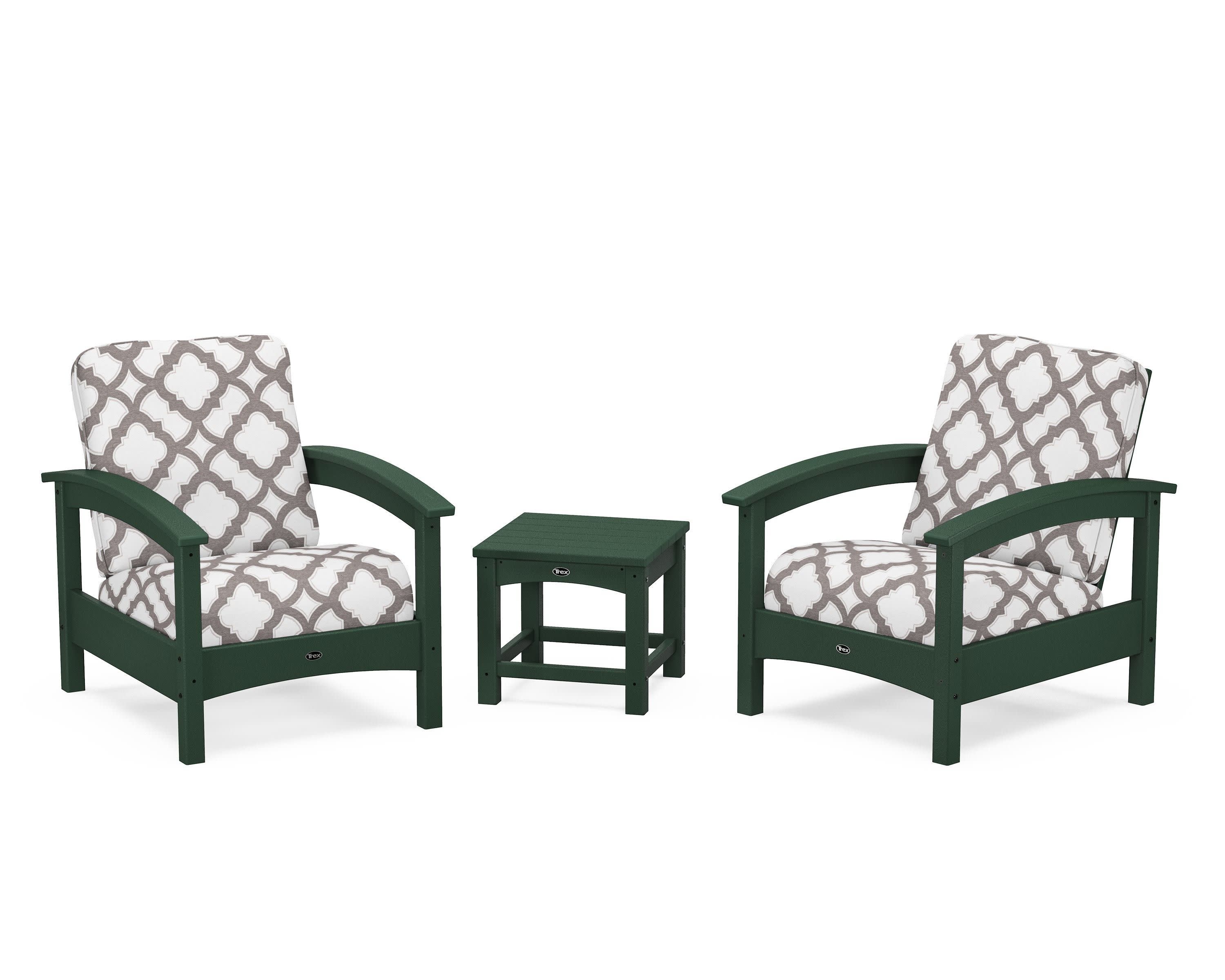 Rockport Club 3-Piece Deep Seating Conversation Set in Rainforest Canopy / Trellis Grey Mist