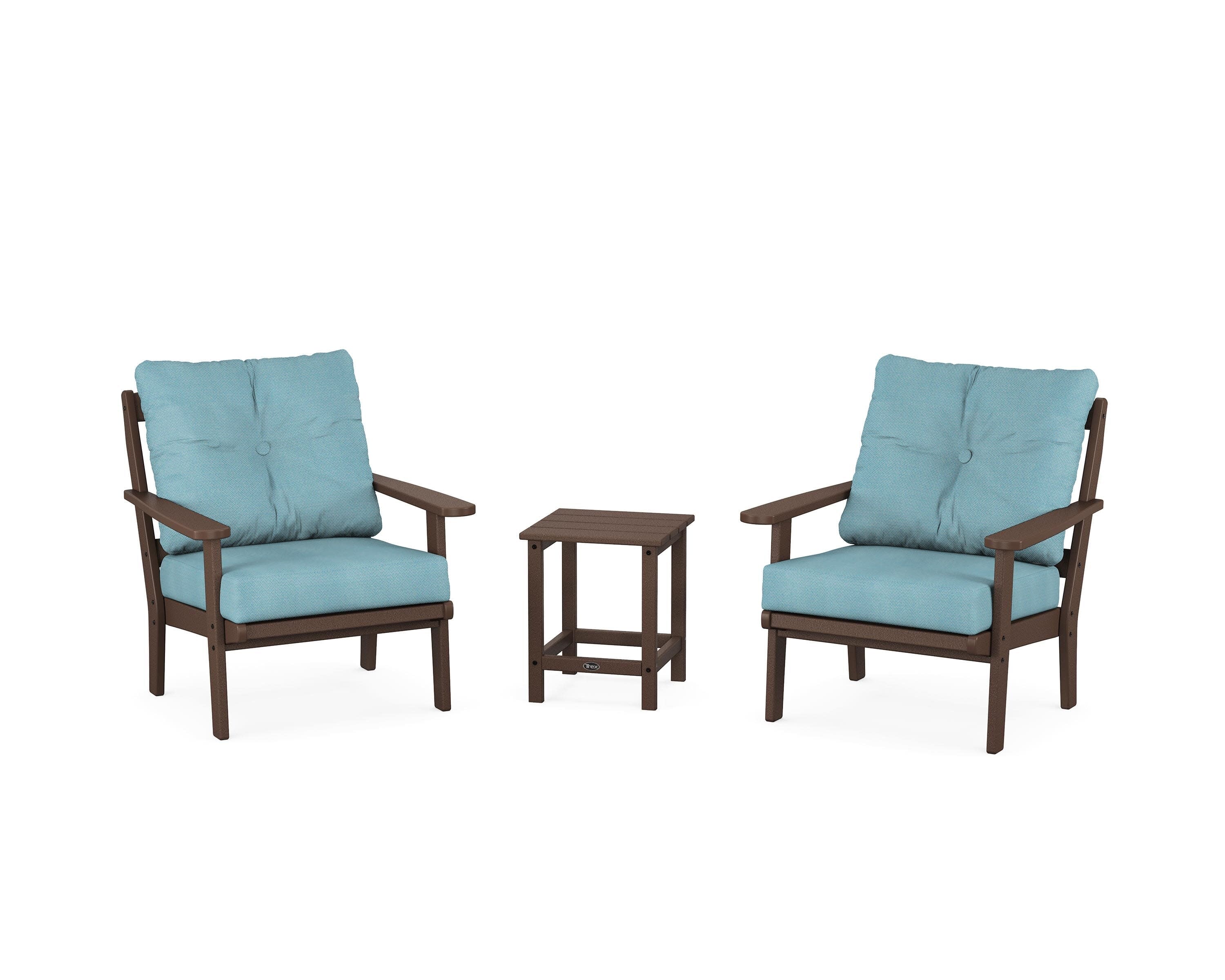 Cape Cod 3-Piece Deep Seating Set in Vintage Lantern / Lattice Sky Blue