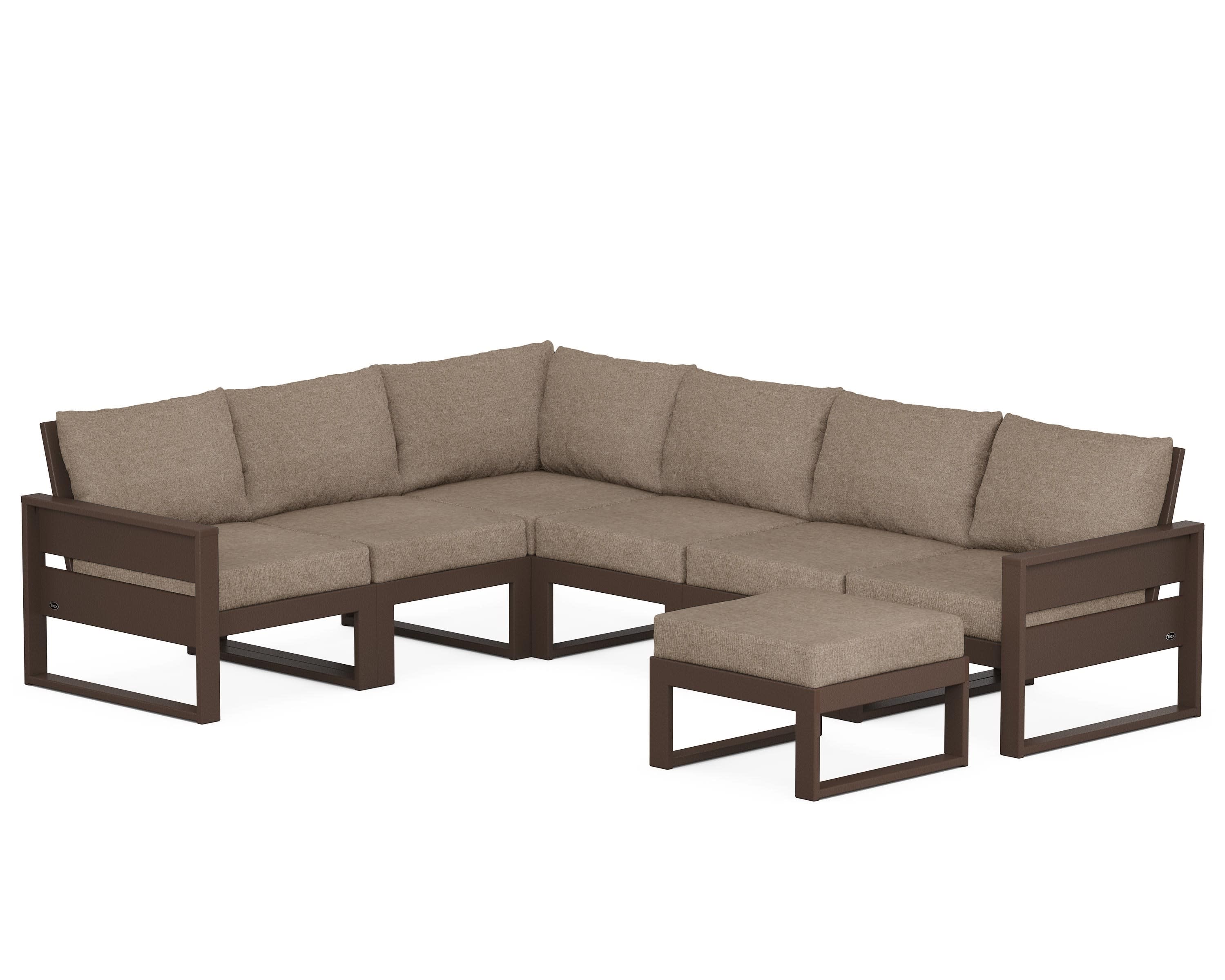 Eastport 6-Piece Sectional with Ottoman in Vintage Lantern / Spiced Burlap