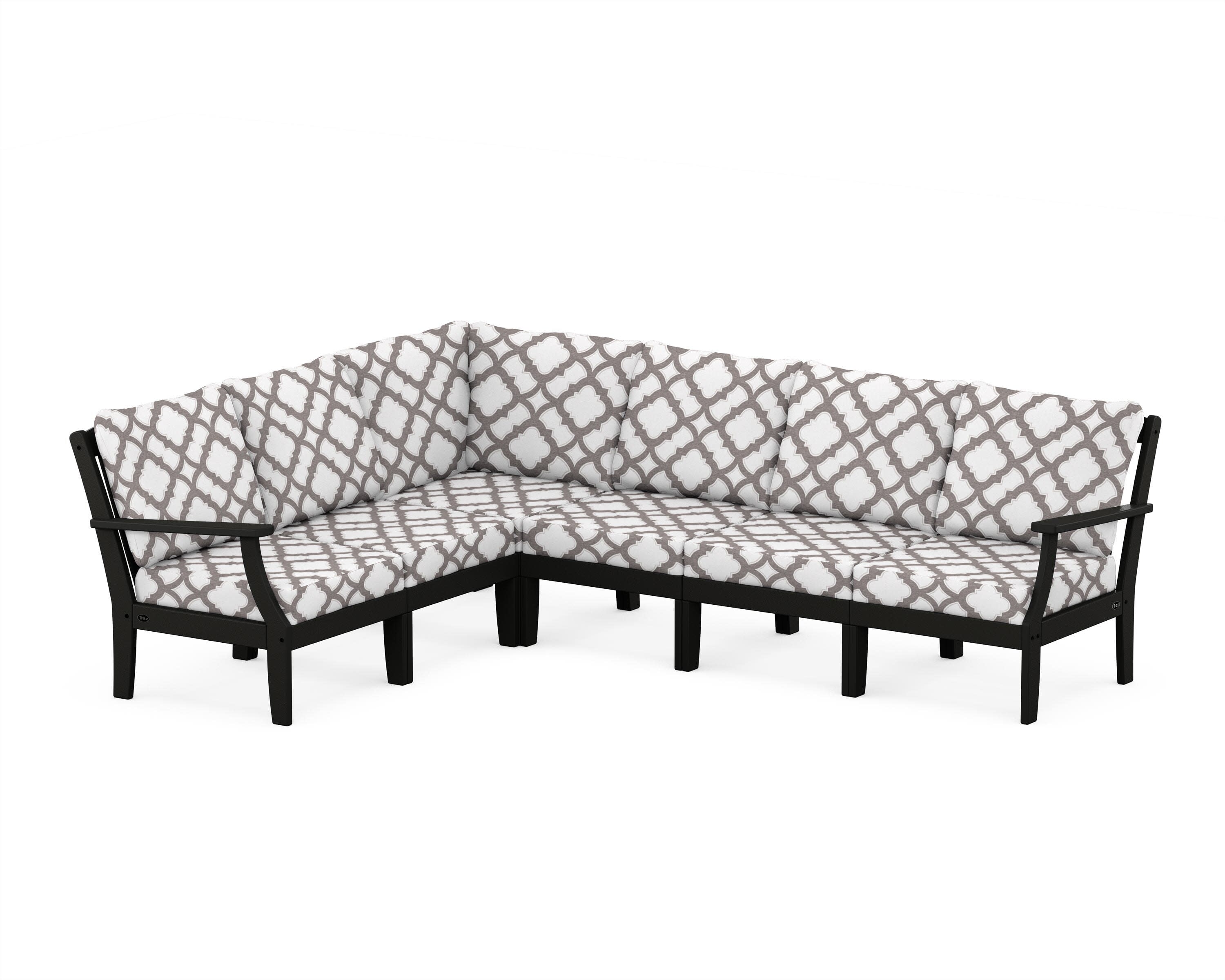Yacht Club Modular 6-Piece Deep Seating Set in Charcoal Black / Trellis Grey Mist