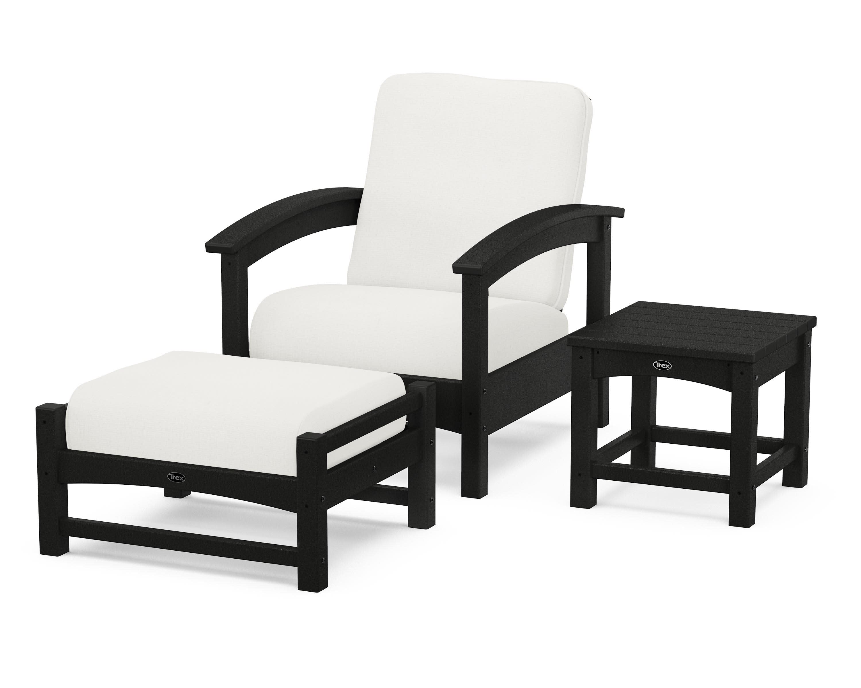 Rockport 3-Piece Deep Seating Set in Charcoal Black / Natural Linen