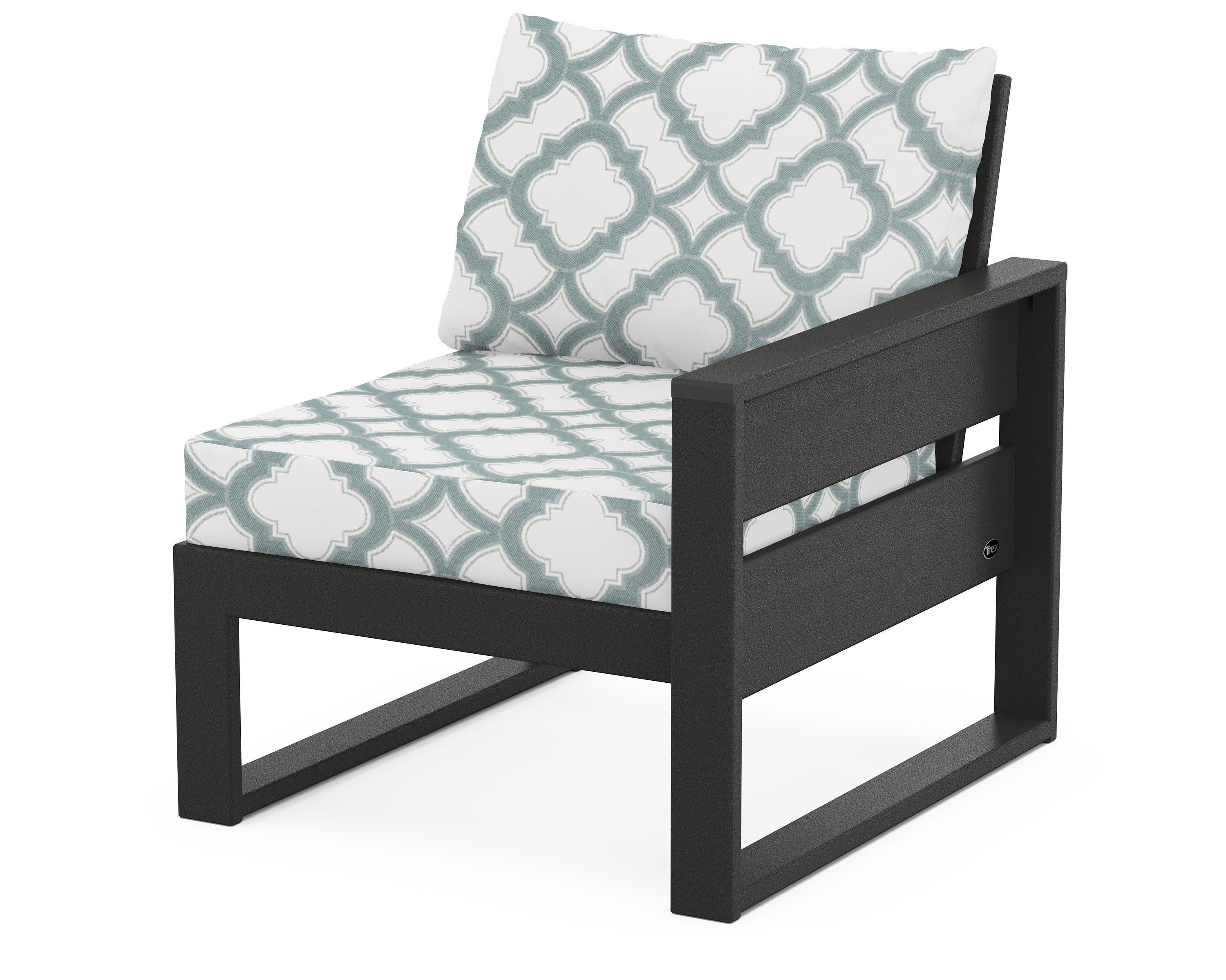 Eastport Modular Right Arm Chair in Charcoal Black / Trellis Glacier Spa