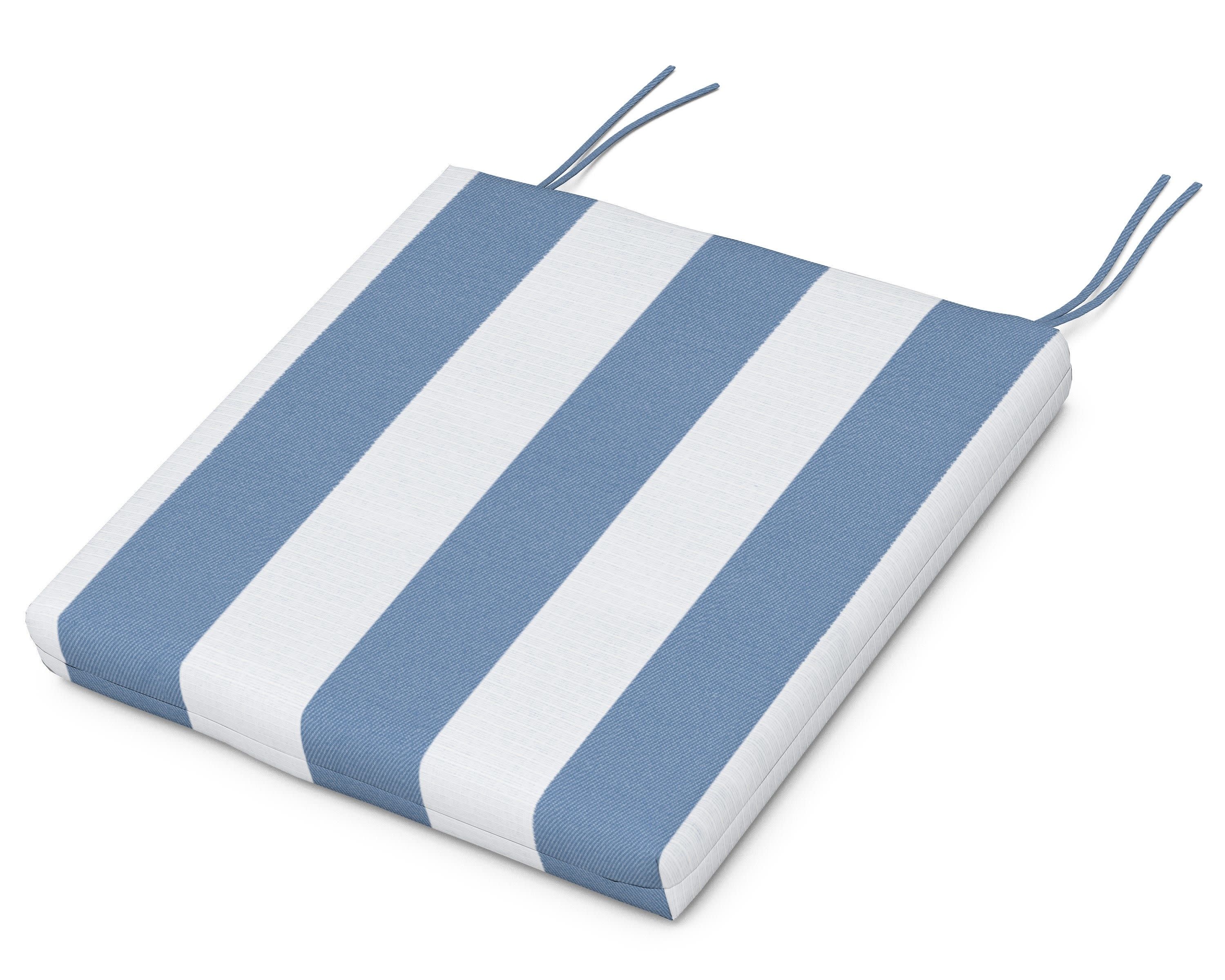 Seat Cushion - 16.5"D x 17.5"W x 2.5"H in Cabana Stripe Sky Blue