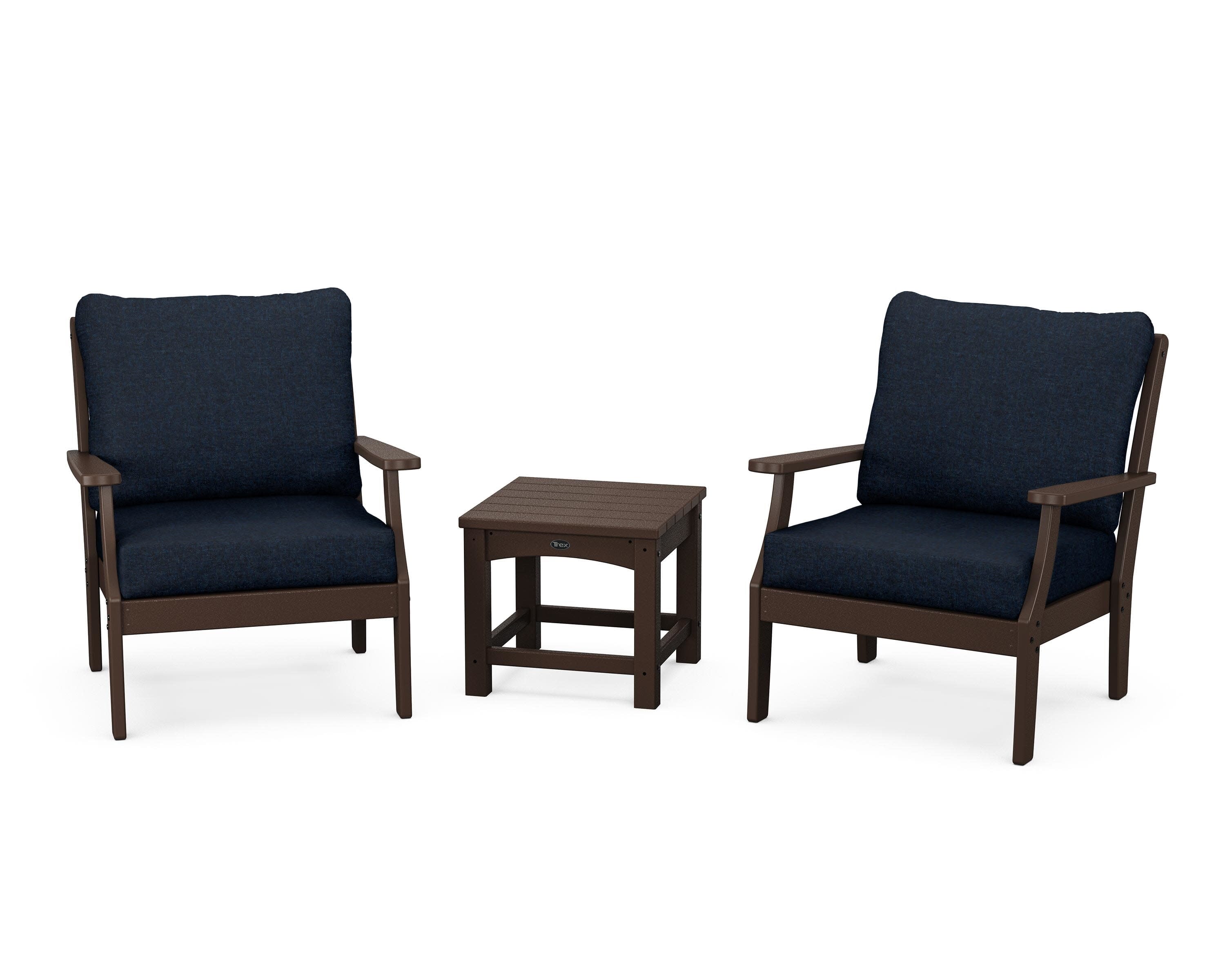 Yacht Club 3-Piece Deep Seating Set in Vintage Lantern / Marine Indigo