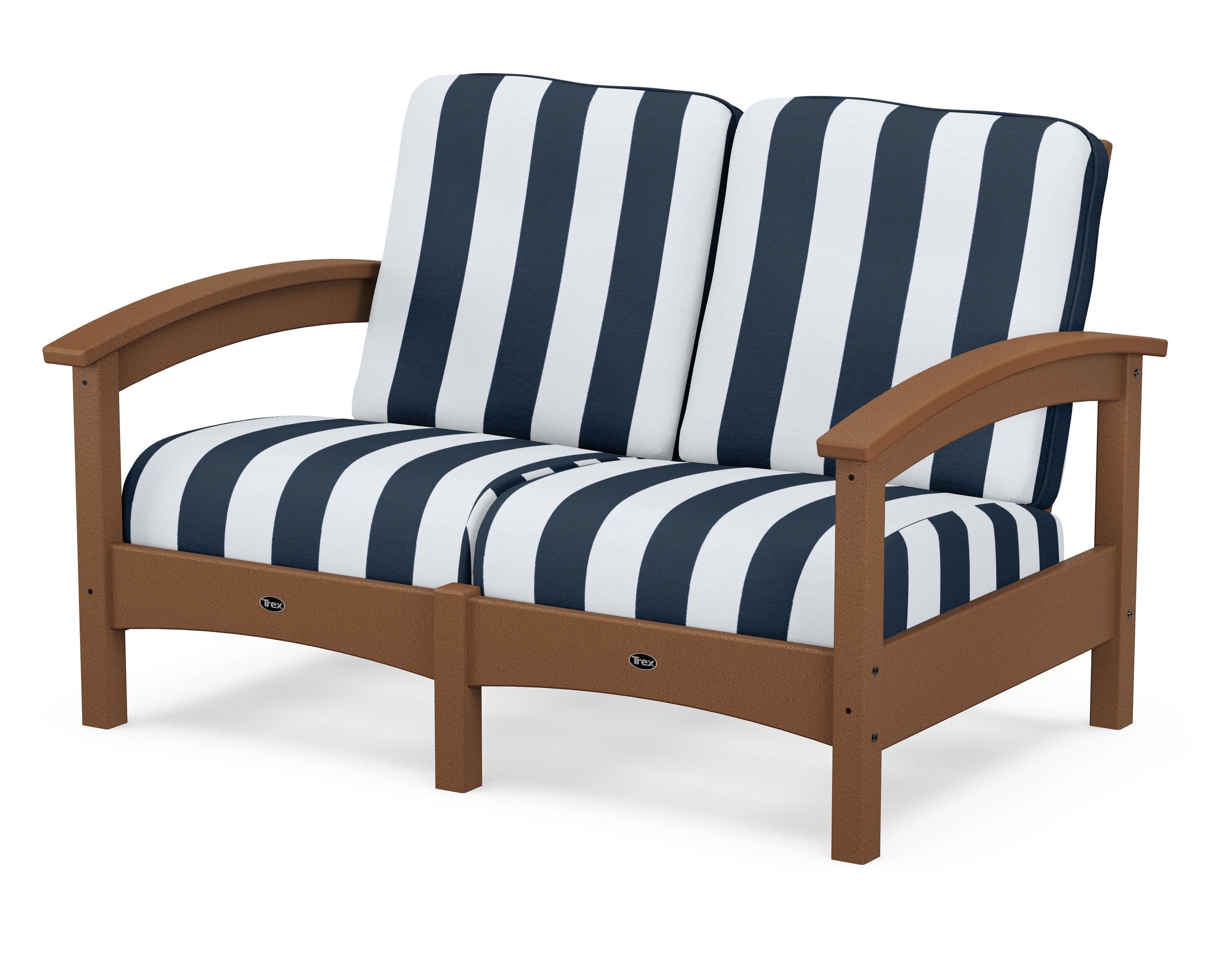 Rockport Club Loveseat in Tree House / Cabana Stripe Marine Indigo