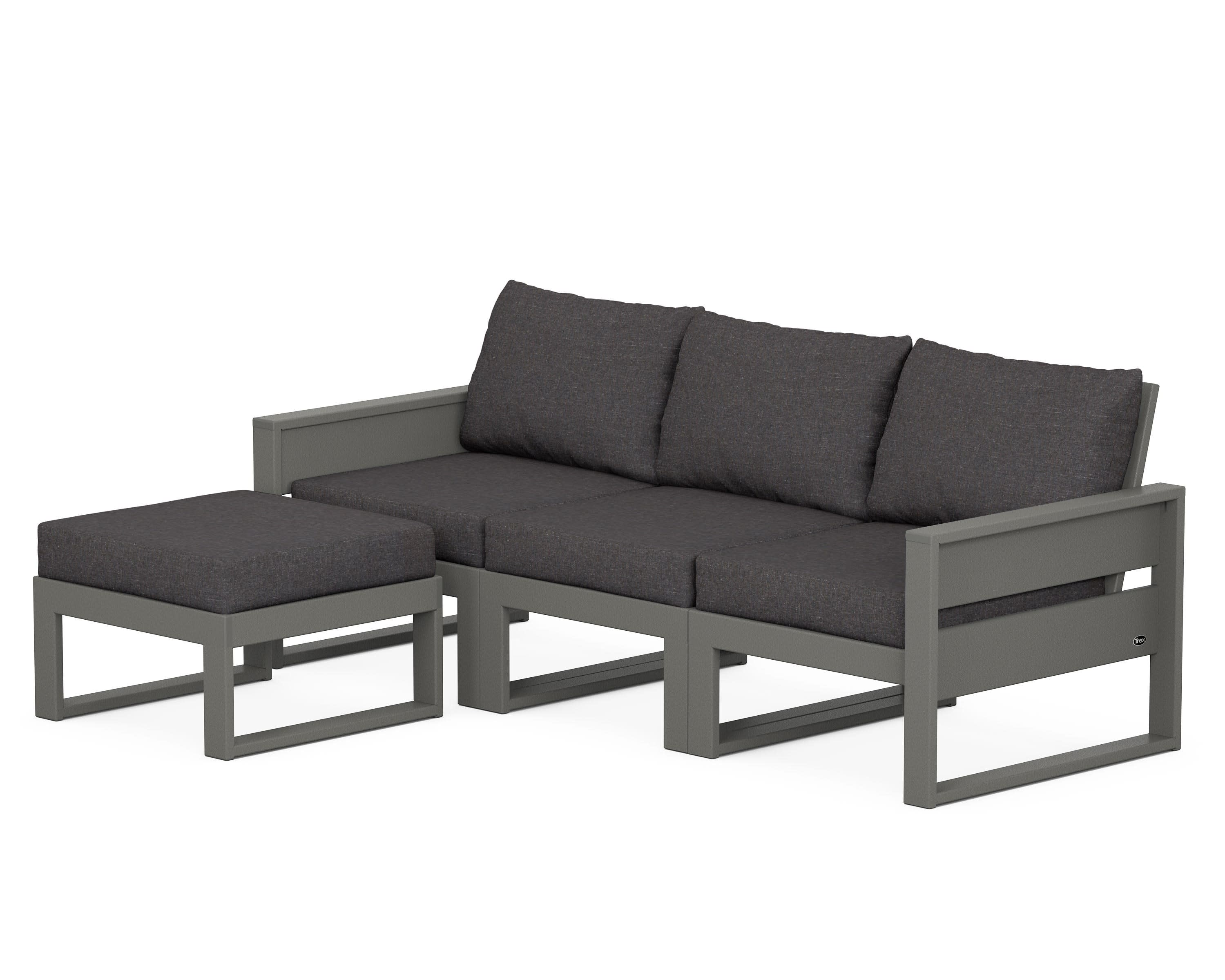 Eastport 4- Piece Sectional with Ottoman in Stepping Stone / Ash Charcoal