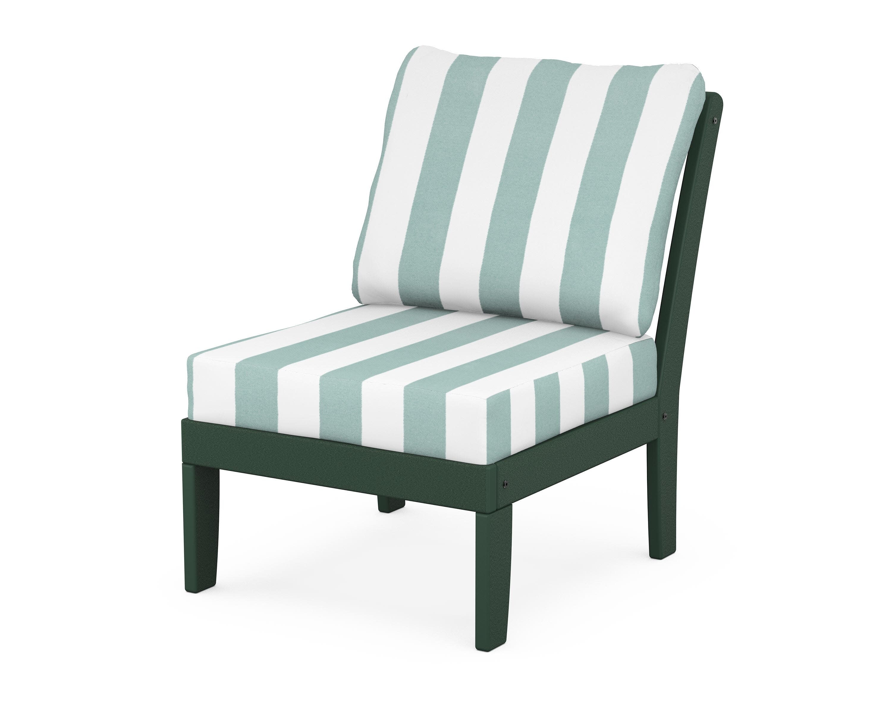 Yacht Club Modular Armless Chair in Rainforest Canopy / Cabana Stripe Glacier Spa