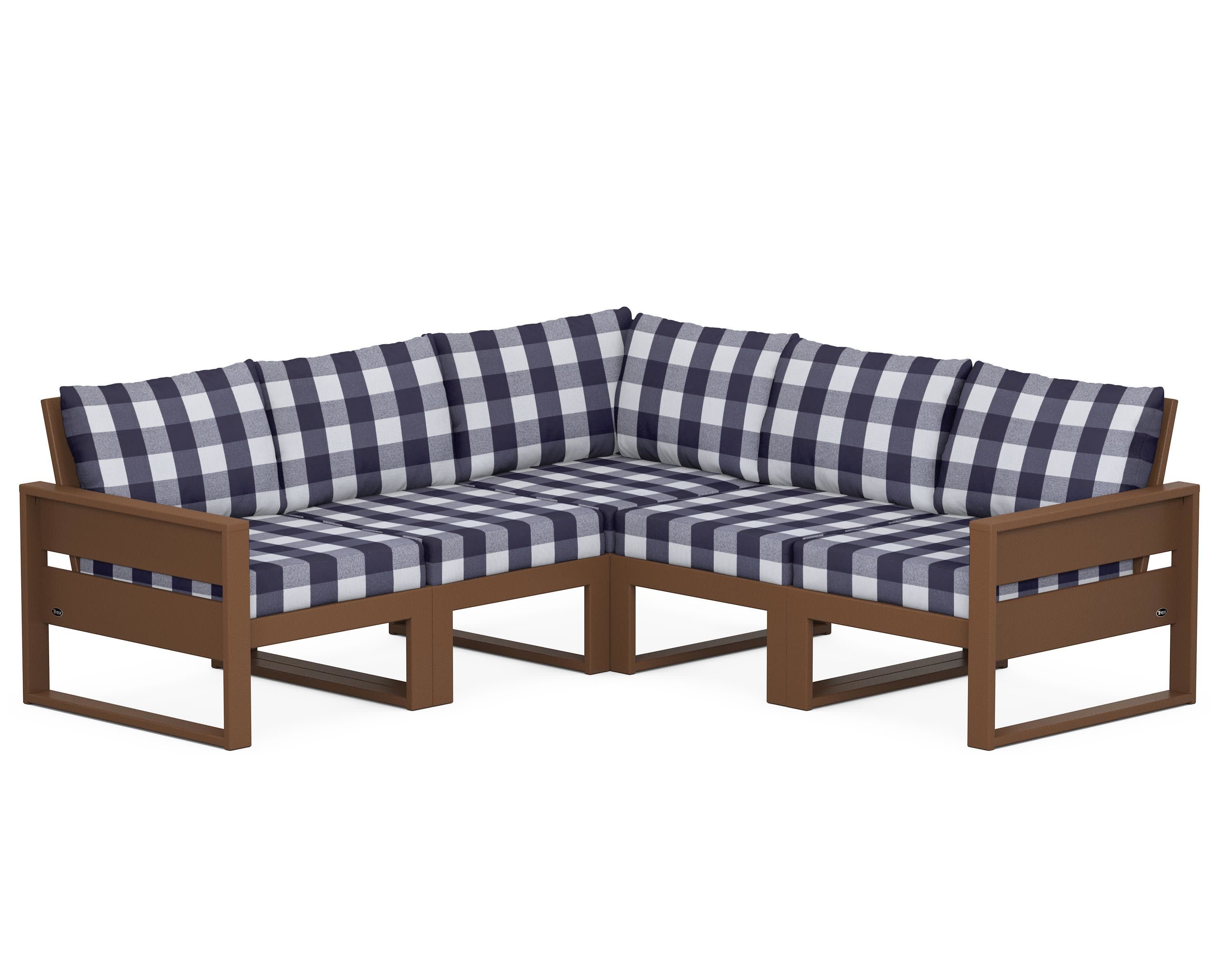 Eastport 5-Piece Sectional in Tree House / Buffalo Plaid Navy
