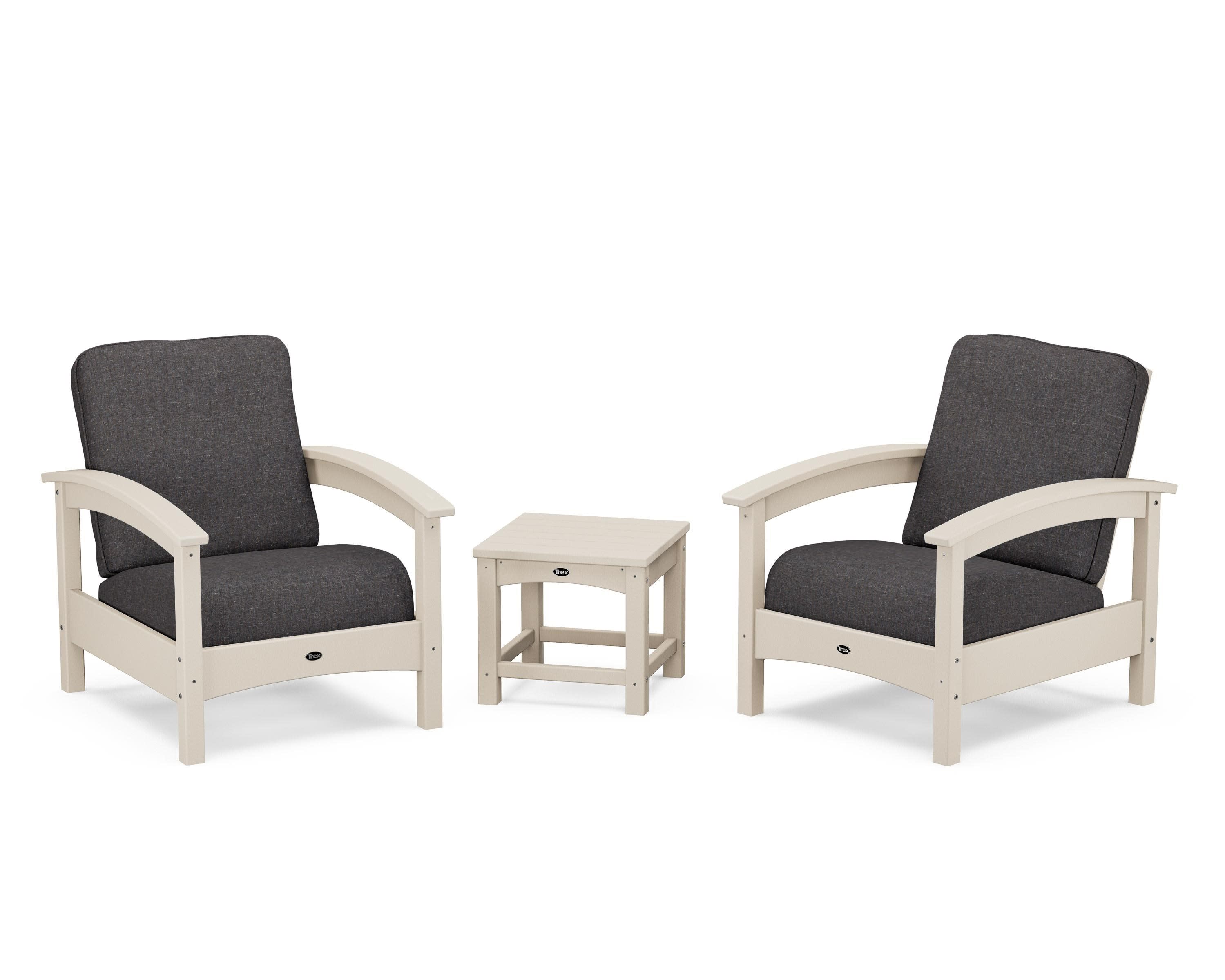 Rockport Club 3-Piece Deep Seating Conversation Set in Sand Castle / Ash Charcoal