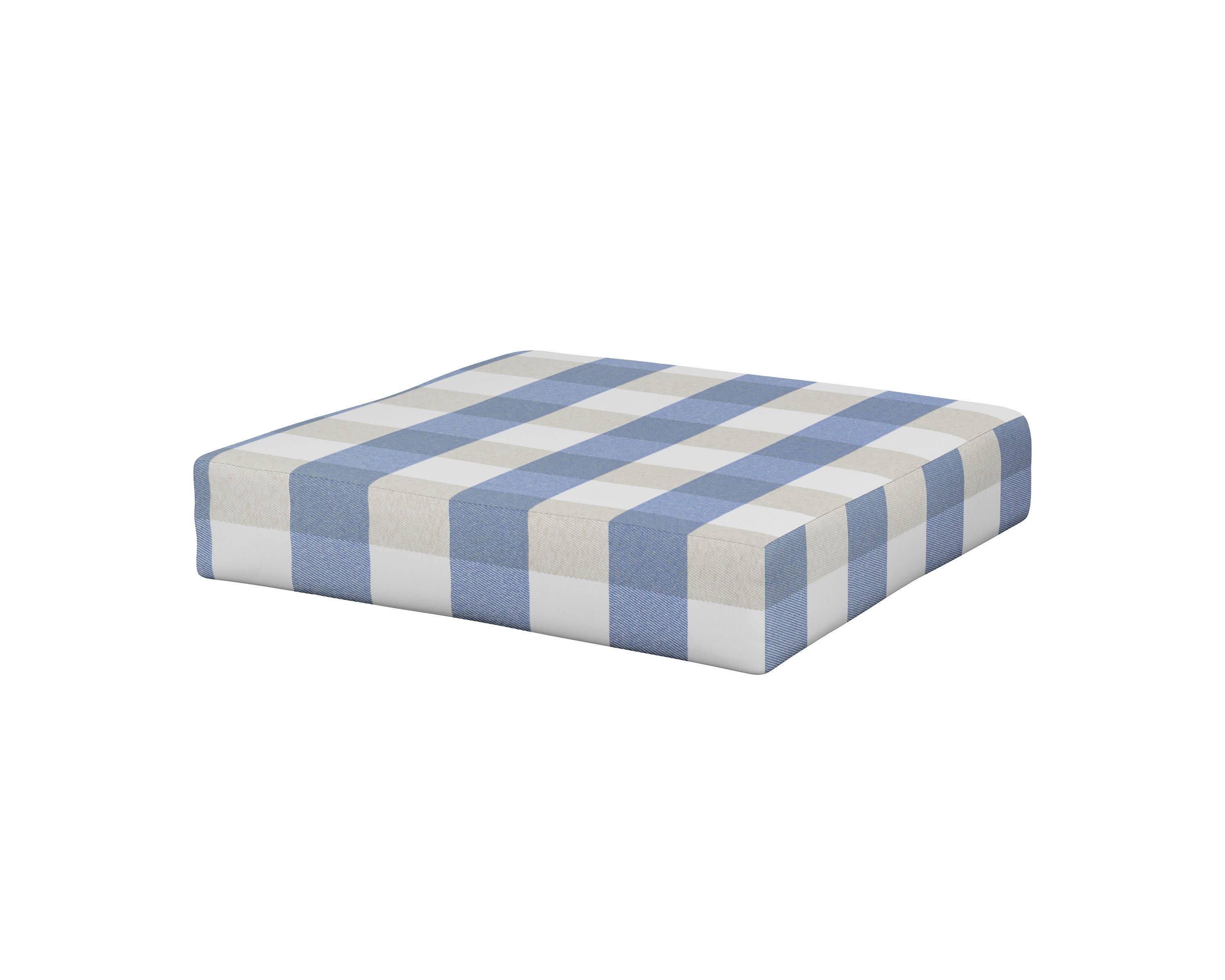 Vineyard Ottoman Cushion in Buffalo Plaid Sky Blue