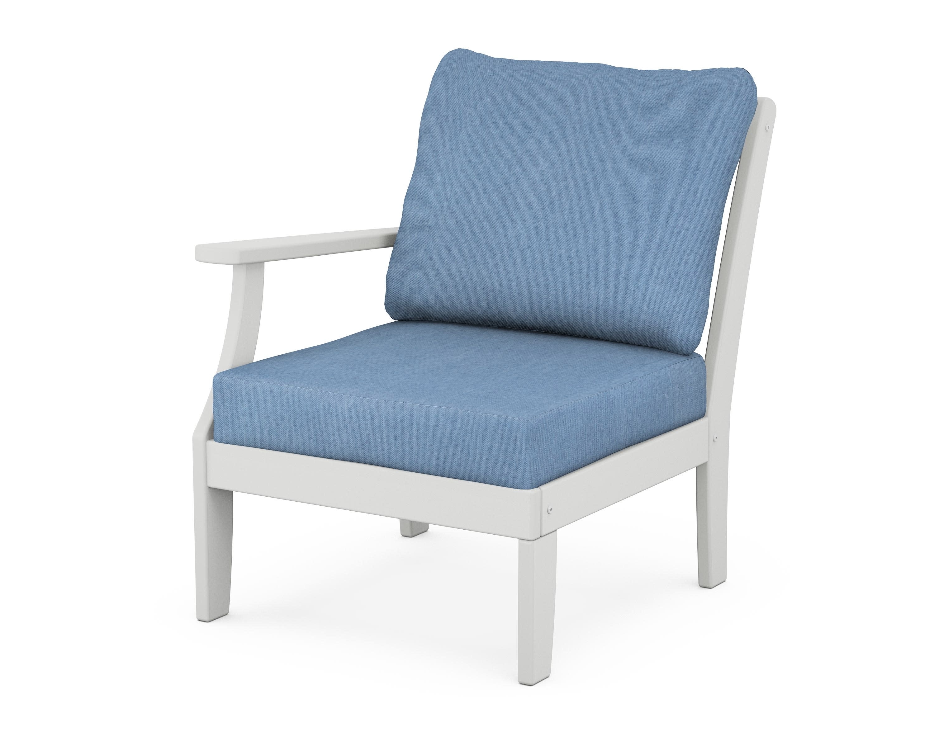 Yacht Club Modular Left Arm Chair in Classic White / Sky Blue
