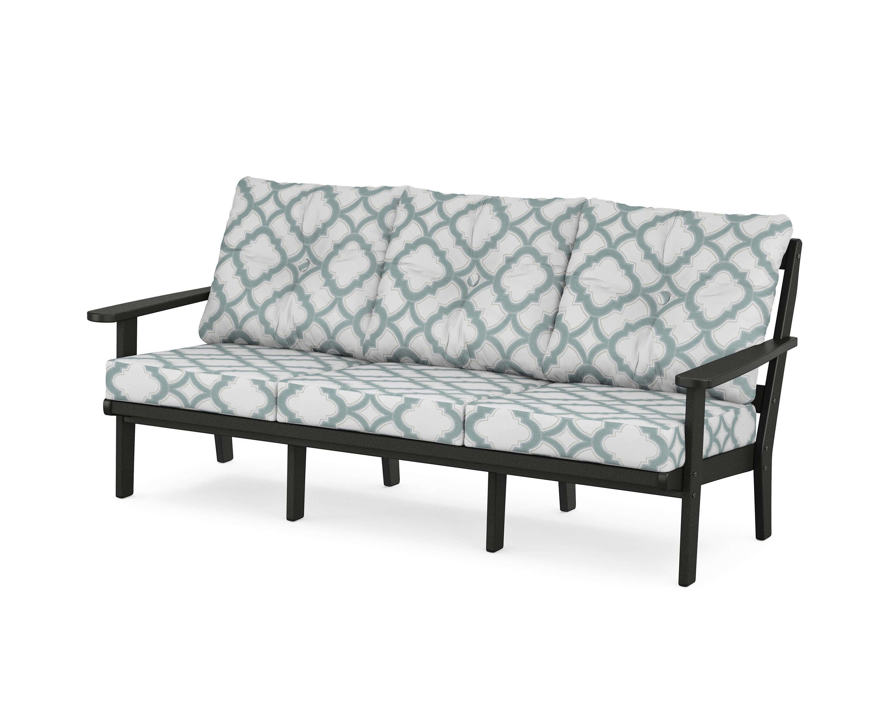 Cape Cod Deep Seating Sofa in Charcoal Black / Trellis Glacier Spa