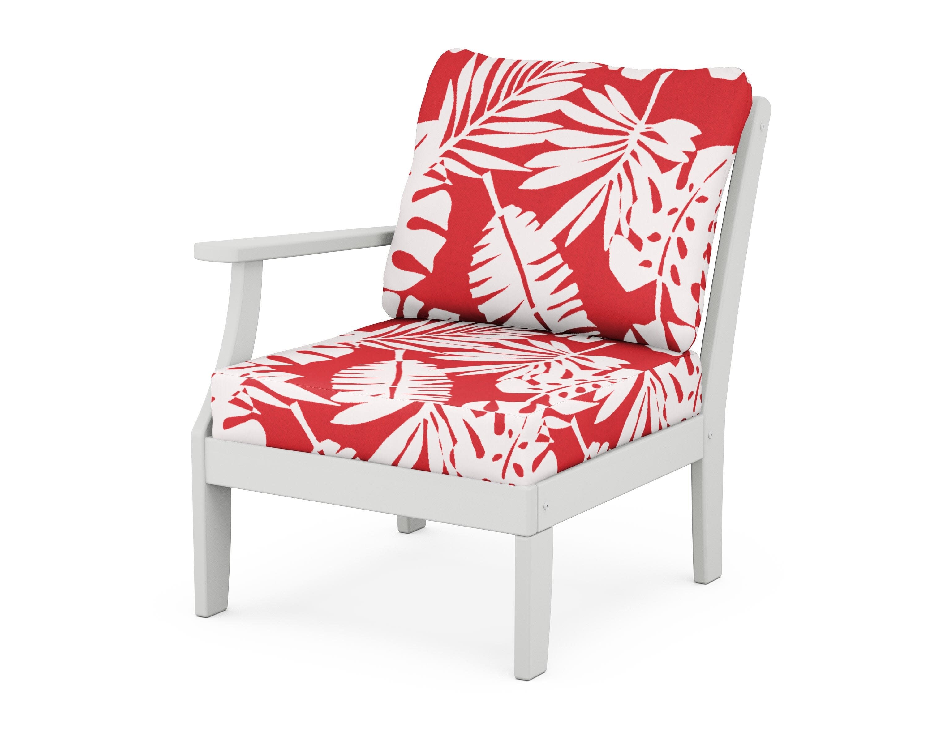 Yacht Club Modular Left Arm Chair in Classic White / Leaf Crimson