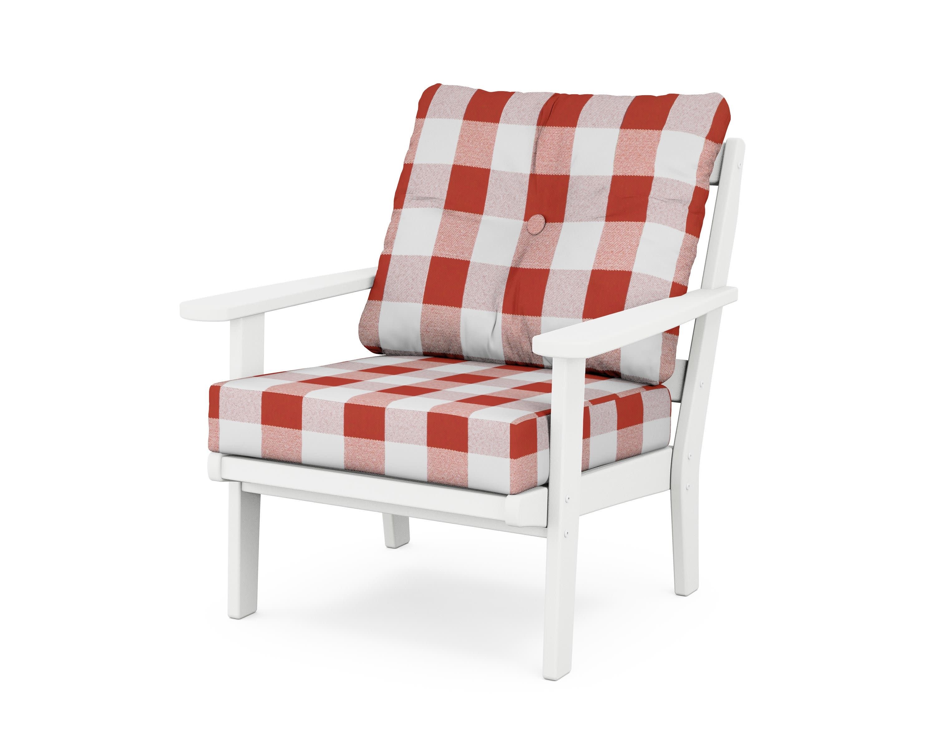 Cape Cod Deep Seating Chair in Classic White / Buffalo Plaid Crimson