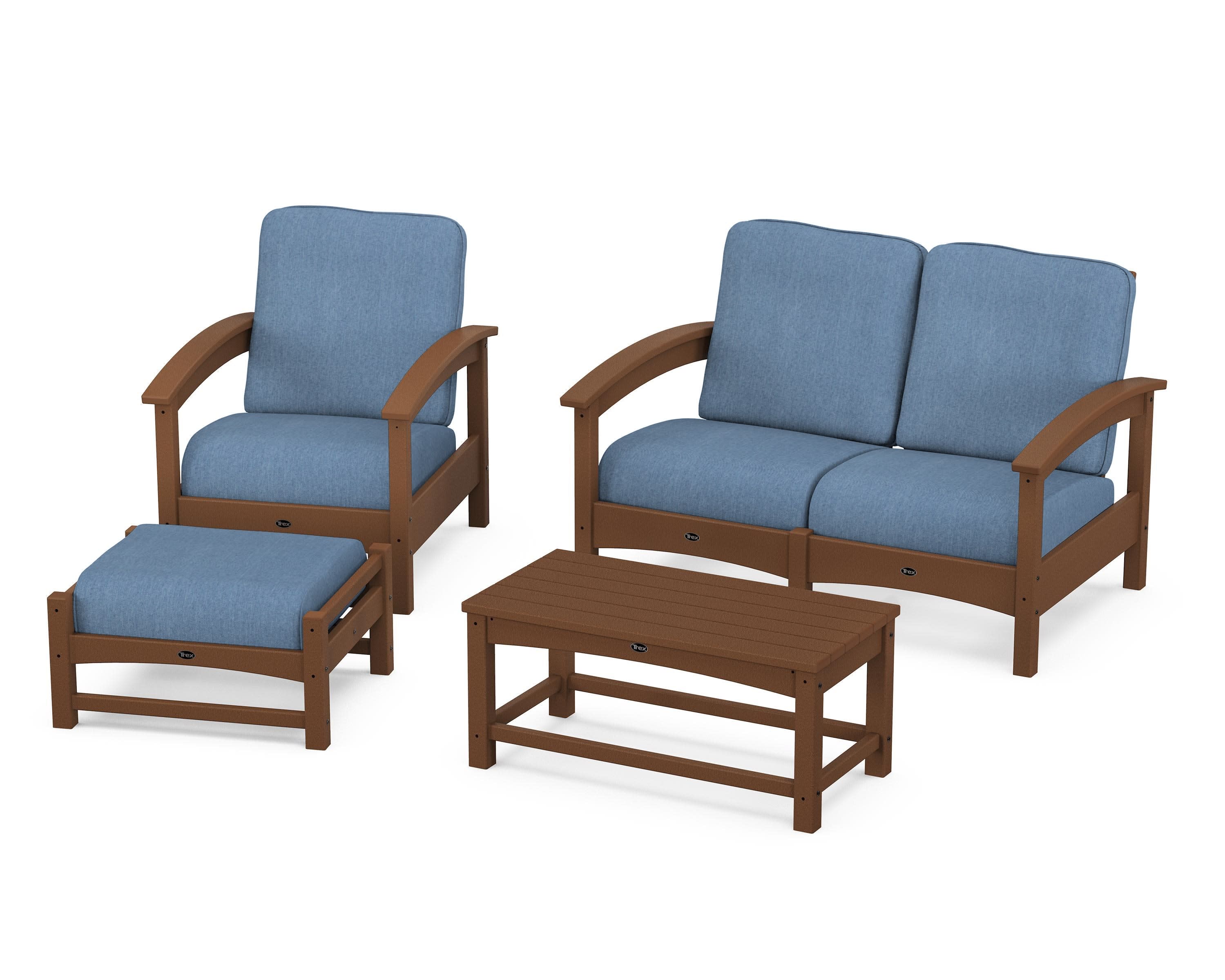 Rockport 4-Piece Deep Seating Conversation Group in Tree House / Sky Blue