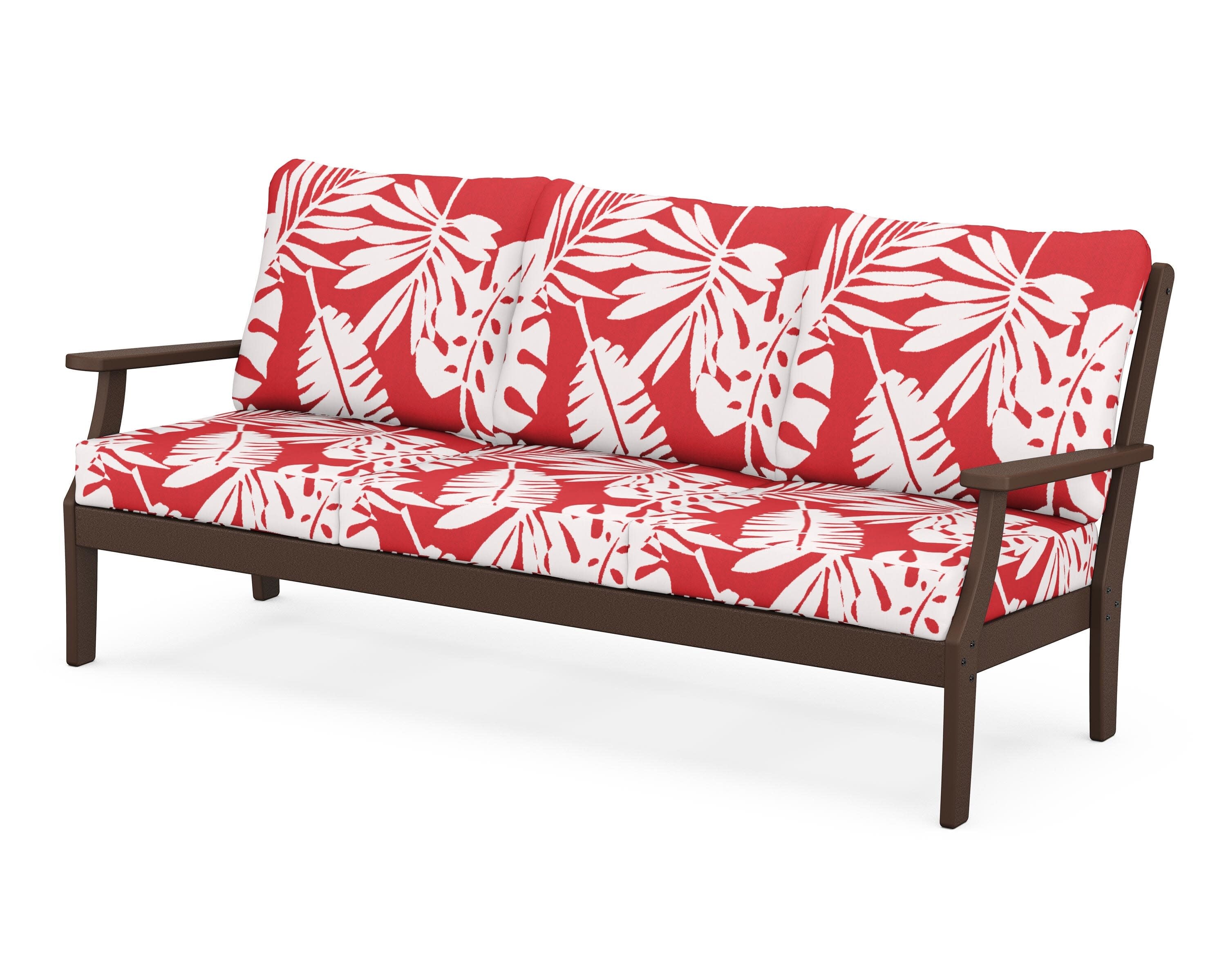 Yacht Club Deep Seating Sofa in Vintage Lantern / Leaf Crimson