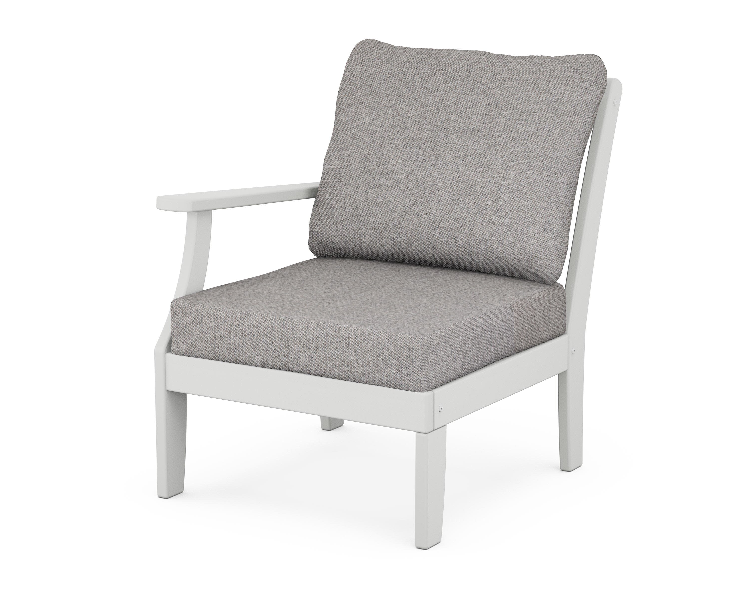 Yacht Club Modular Left Arm Chair in Classic White / Grey Mist