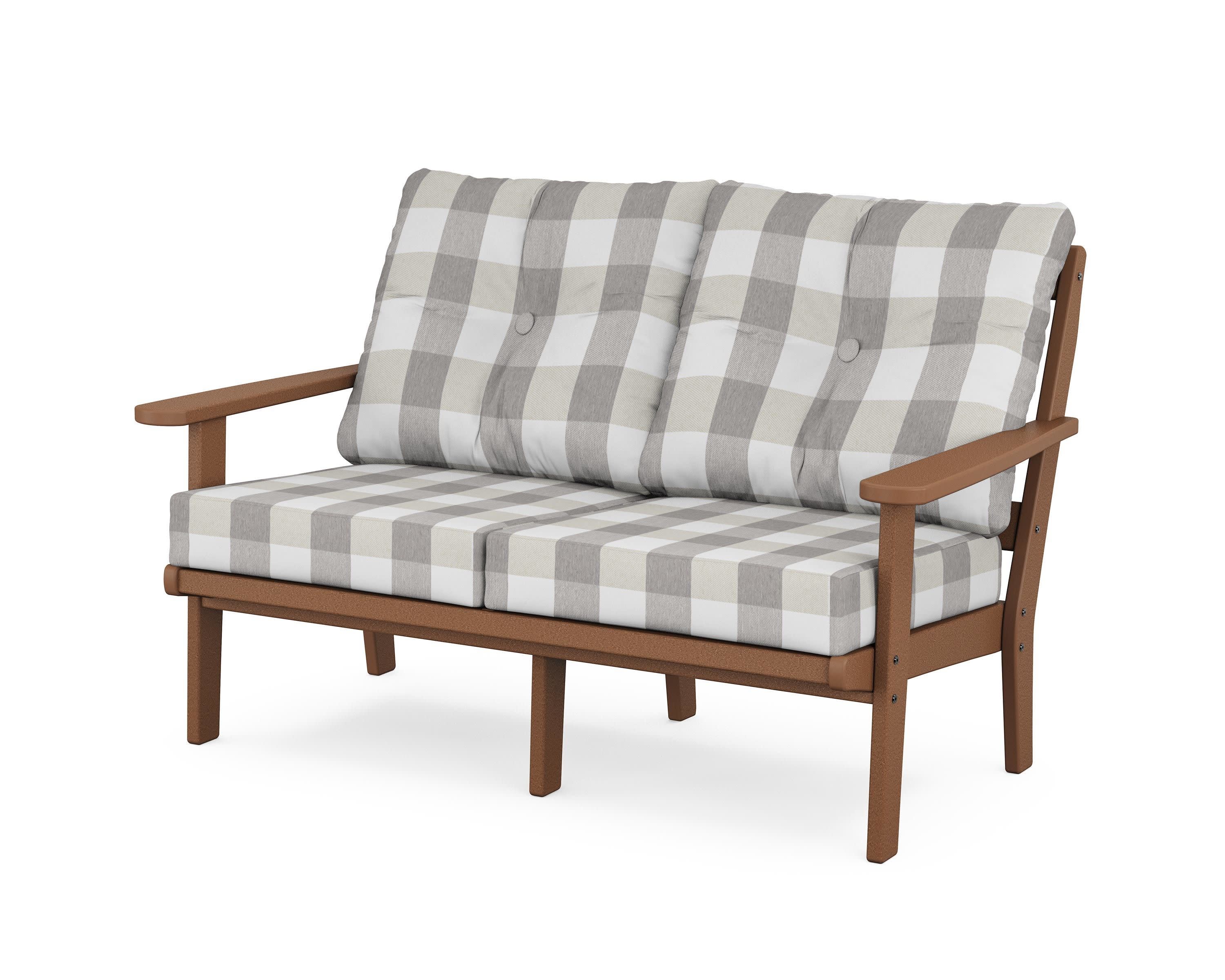 Cape Cod Deep Seating Loveseat in Tree House / Buffalo Plaid Grey Mist