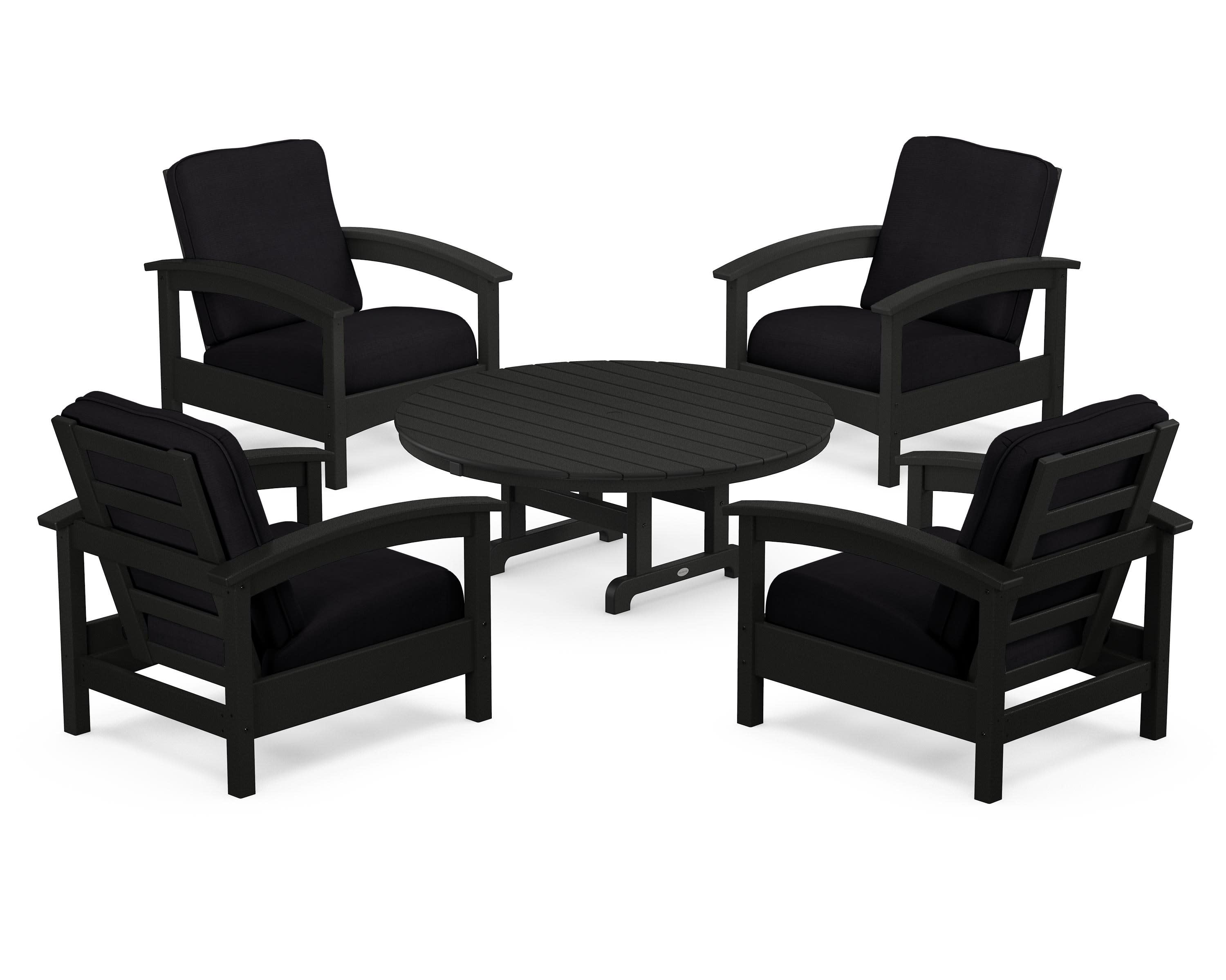 Rockport 5-Piece Deep Seating Set in Charcoal Black / Midnight Linen