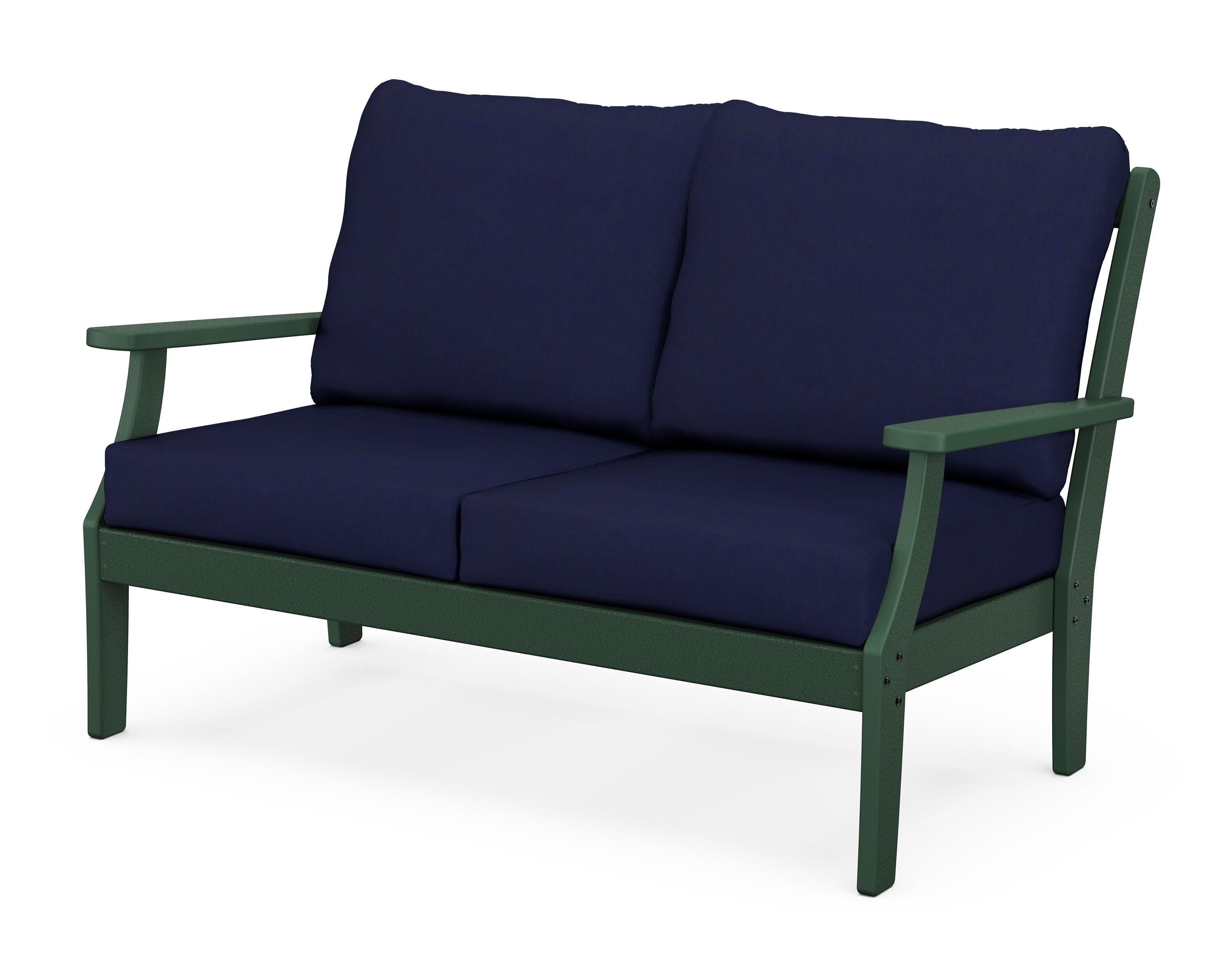 Yacht Club Deep Seating Loveseat in Rainforest Canopy / Navy