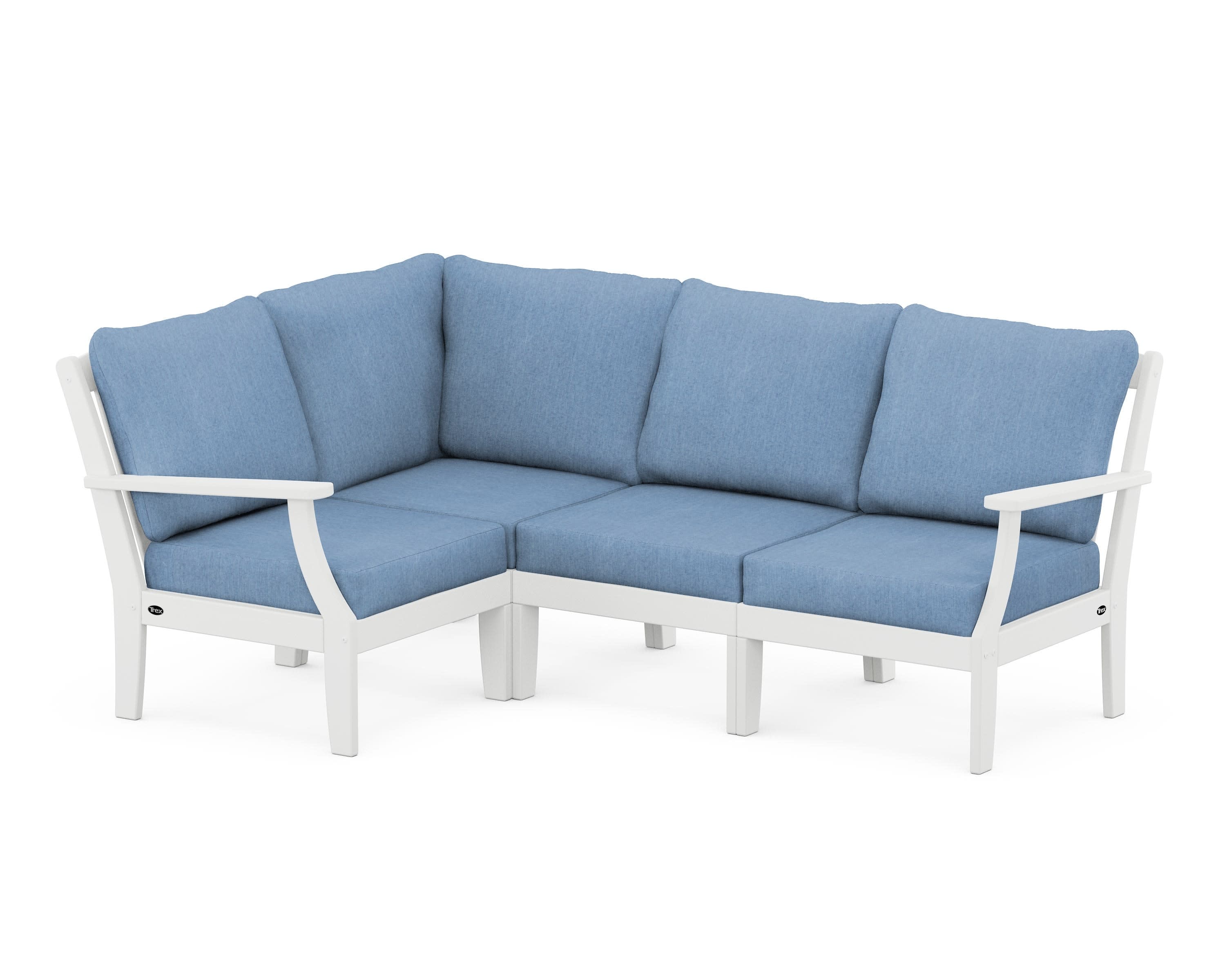 Yacht Club Modular 4-Piece Deep Seating Set in Classic White / Sky Blue