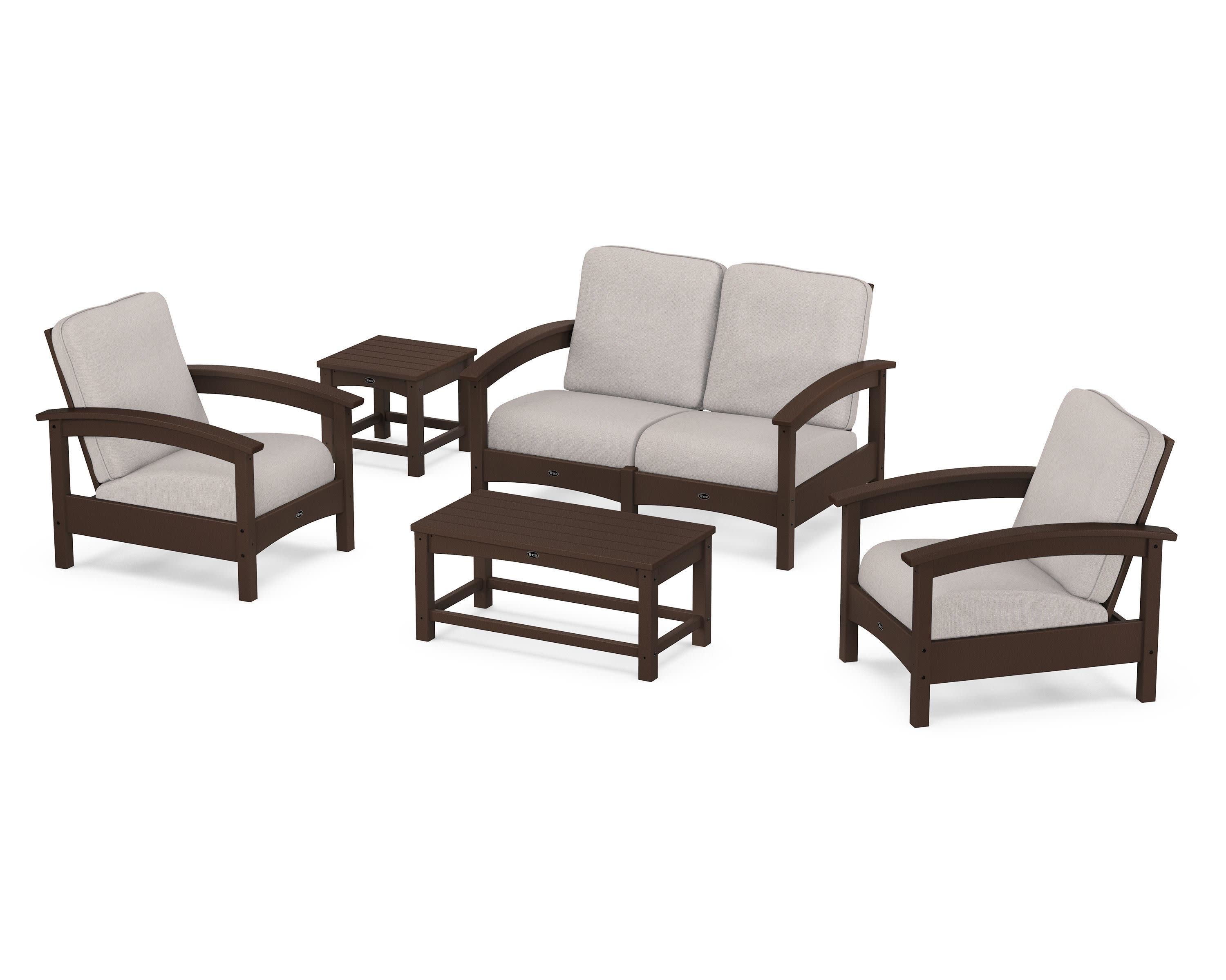 Rockport Club 6-Piece Deep Seating Conversation Set in Vintage Lantern / Dune Burlap