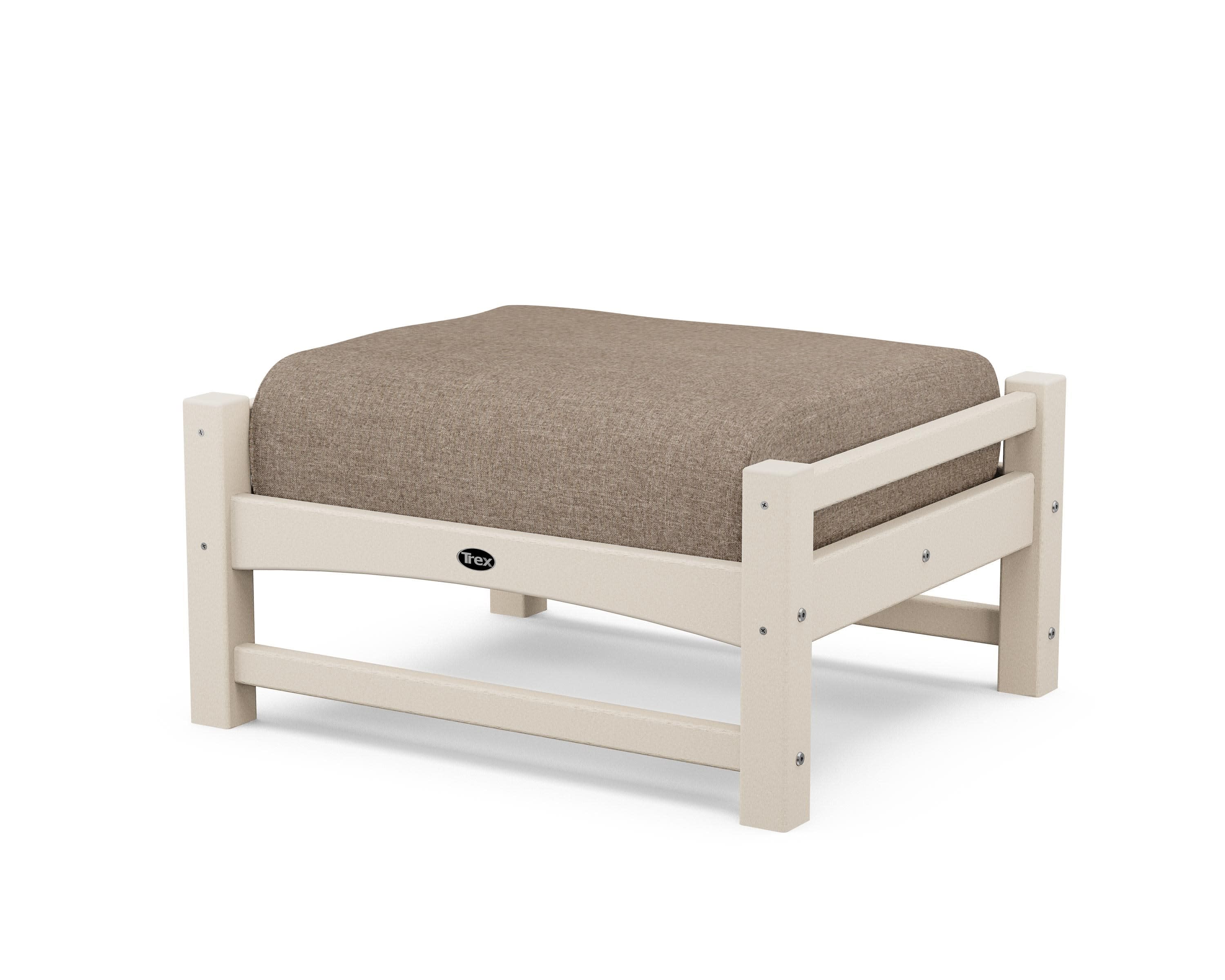 Rockport Club Ottoman in Sand Castle / Spiced Burlap