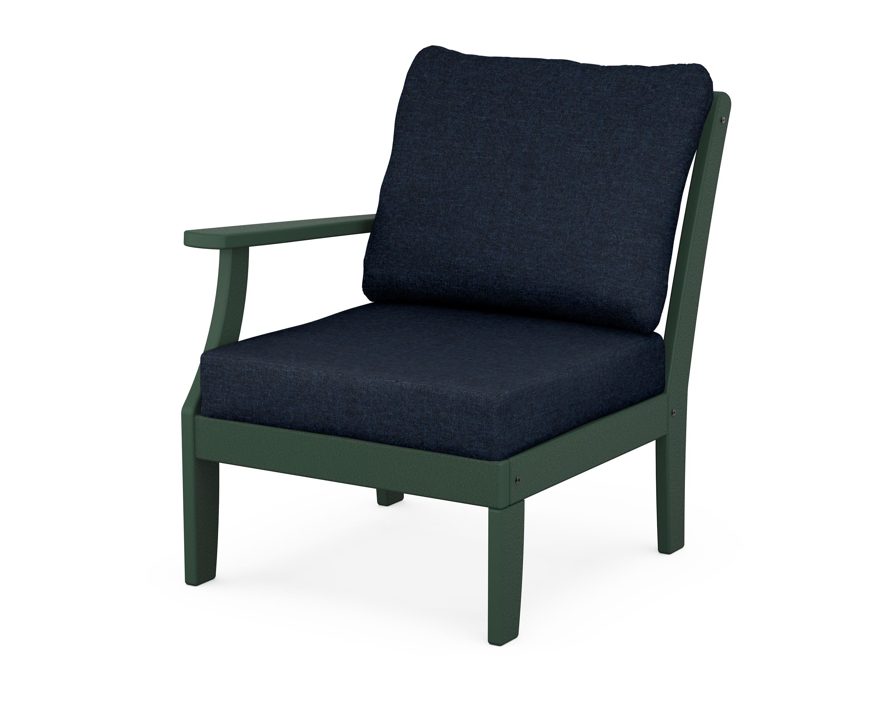 Yacht Club Modular Left Arm Chair in Rainforest Canopy / Marine Indigo