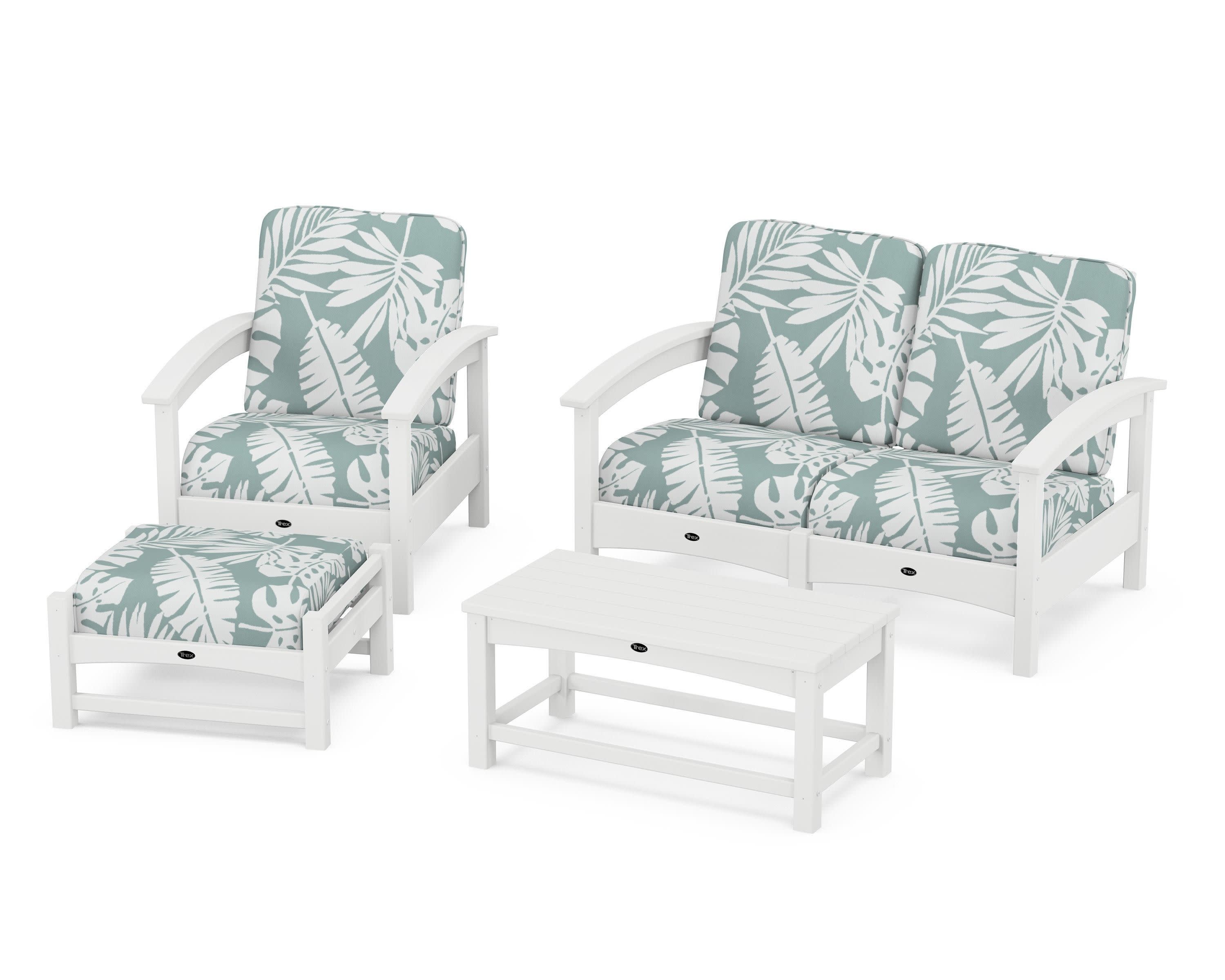 Rockport 4-Piece Deep Seating Conversation Group in Classic White / Leaf Glacier Spa