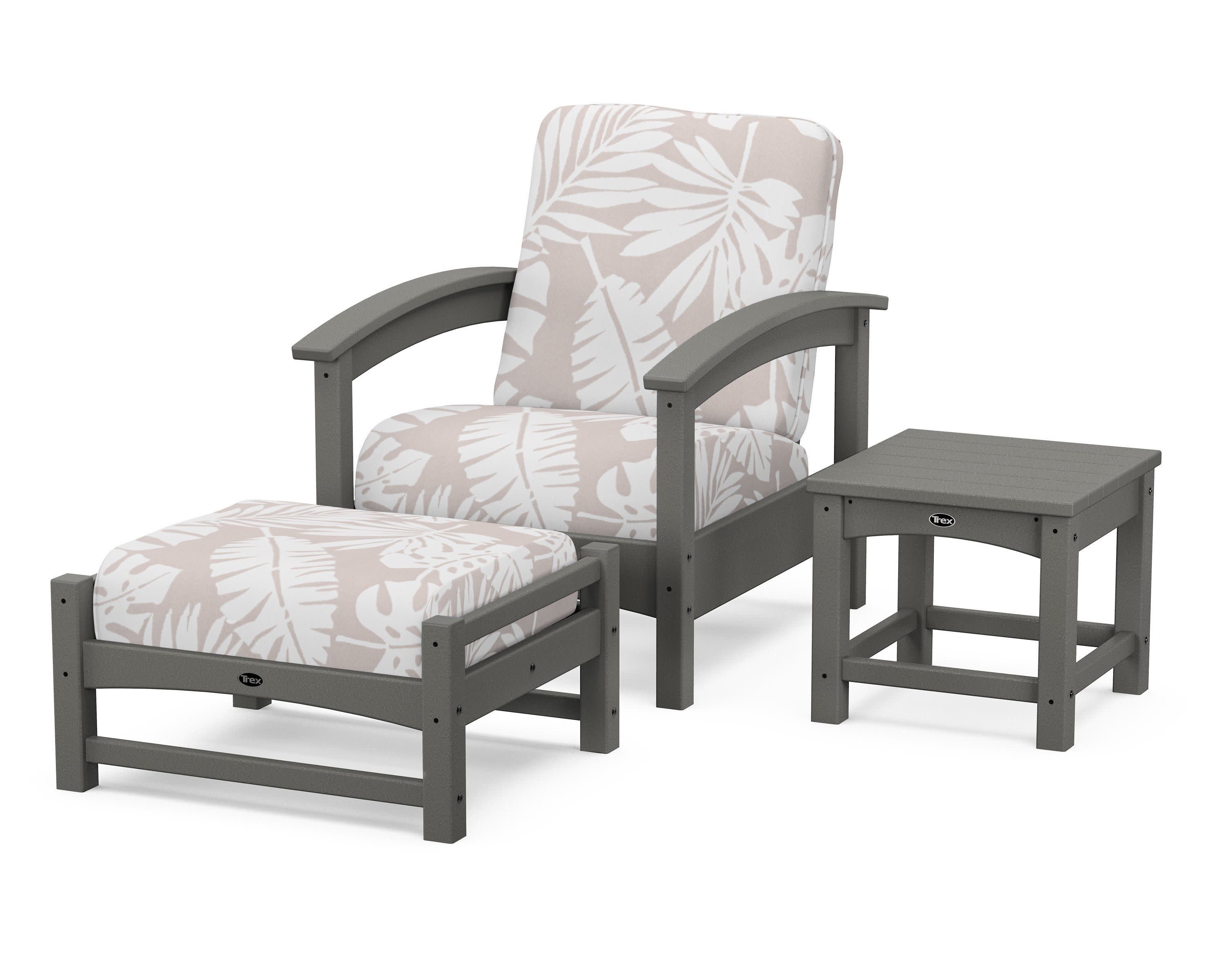 Rockport 3-Piece Deep Seating Set in Stepping Stone / Leaf Dune Burlap
