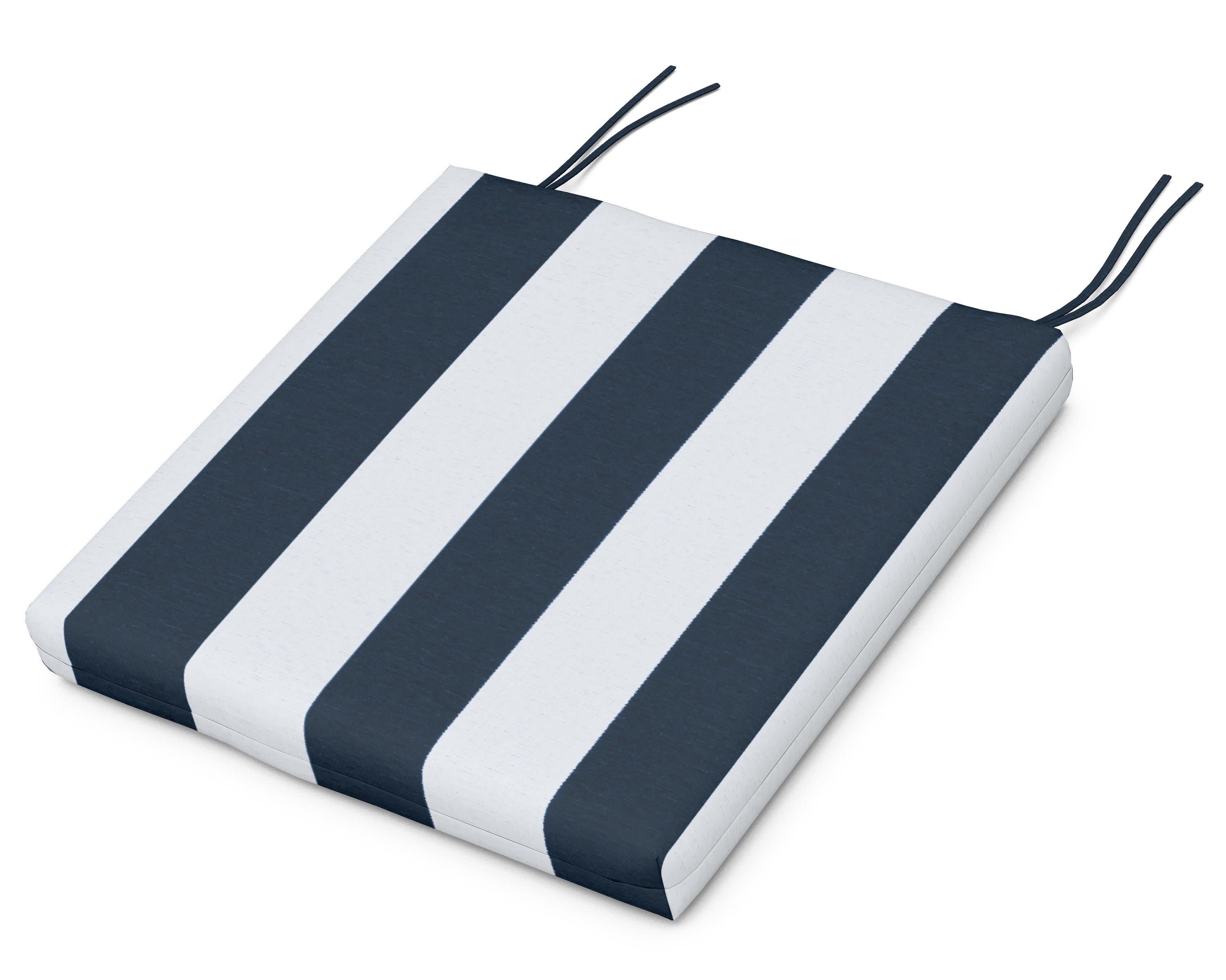 Seat Cushion - 17.5"D x 20"W x 2.5"H in Cabana Stripe Marine Indigo
