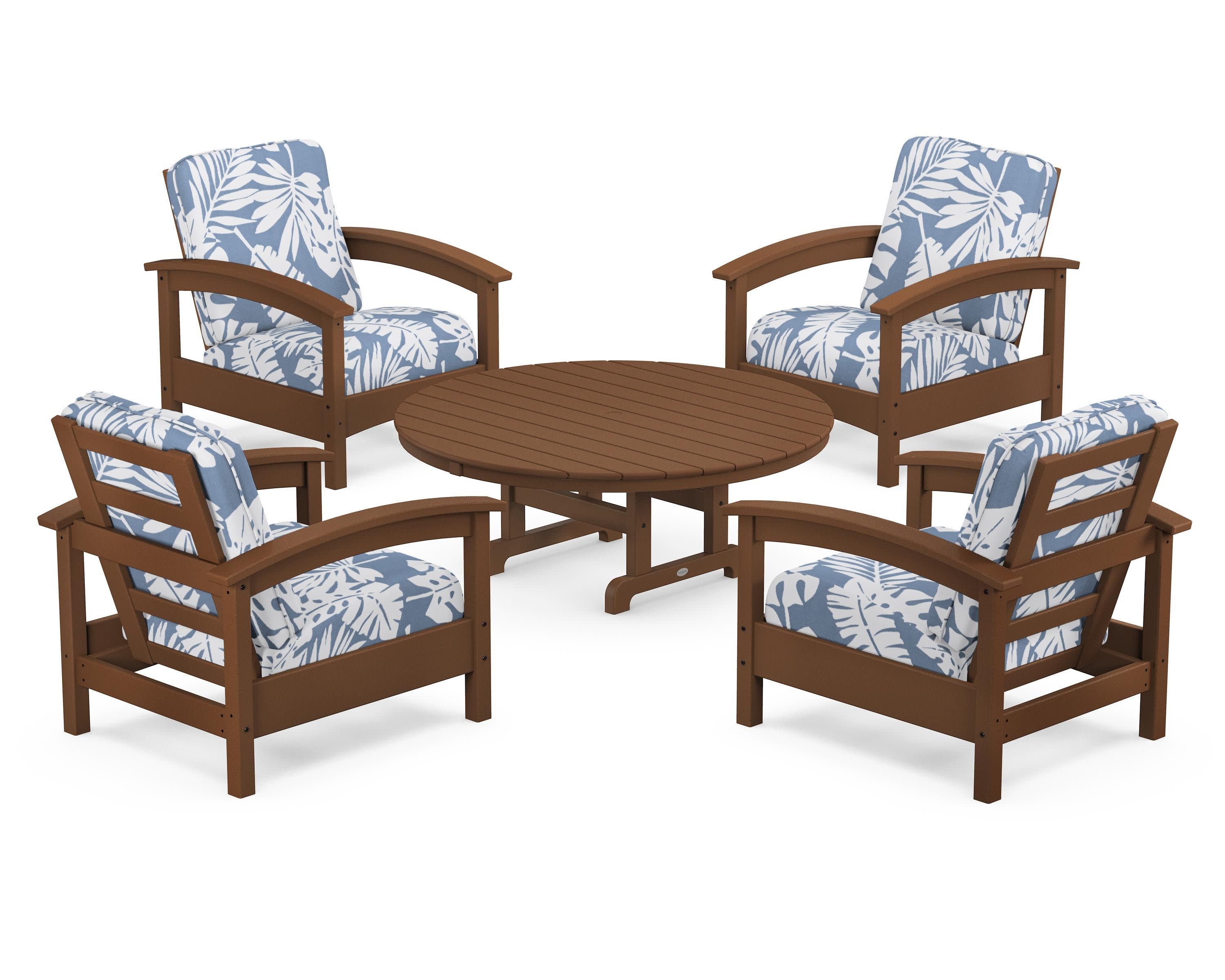 Rockport 5-Piece Deep Seating Set in Tree House / Leaf Sky Blue