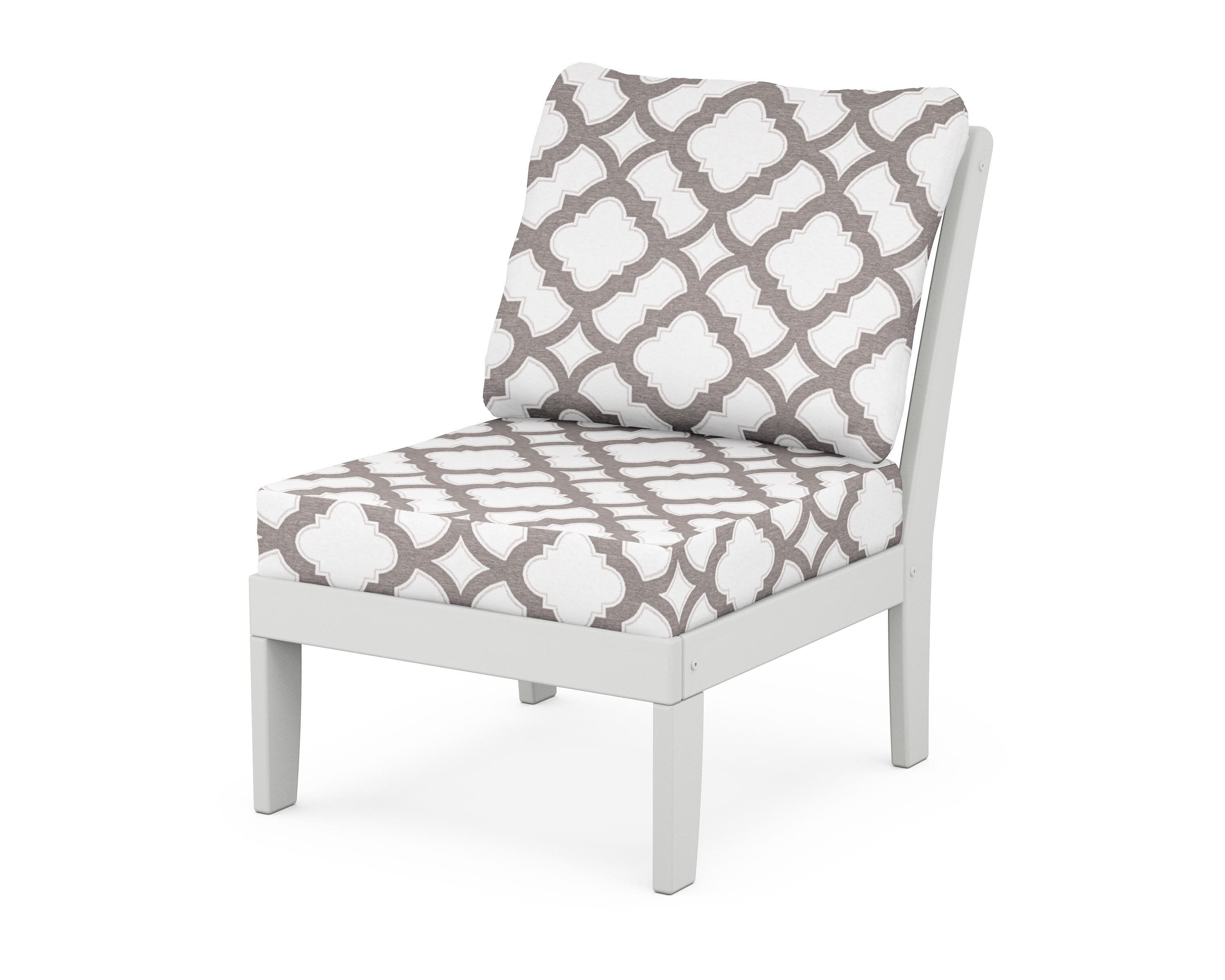 Yacht Club Modular Armless Chair in Classic White / Trellis Grey Mist