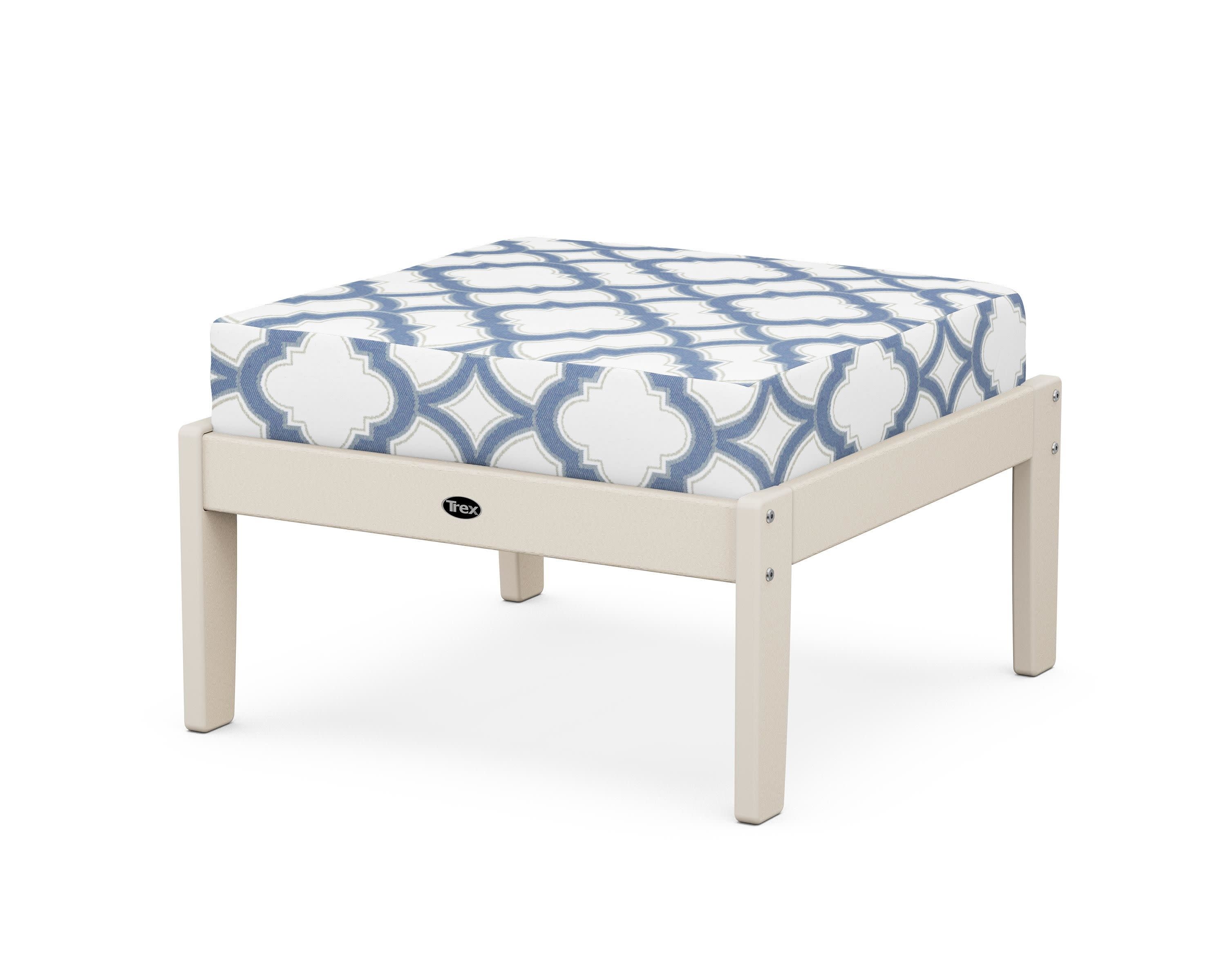 Yacht Club Deep Seating Ottoman in Sand Castle / Trellis Sky Blue